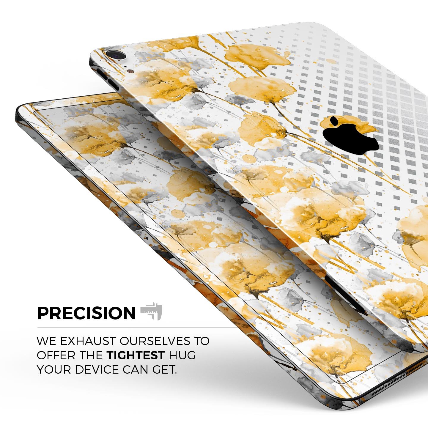 Karamfila Yellow & Gray Floral V8 skin decal for Apple devices, showcasing vibrant floral design and premium quality.