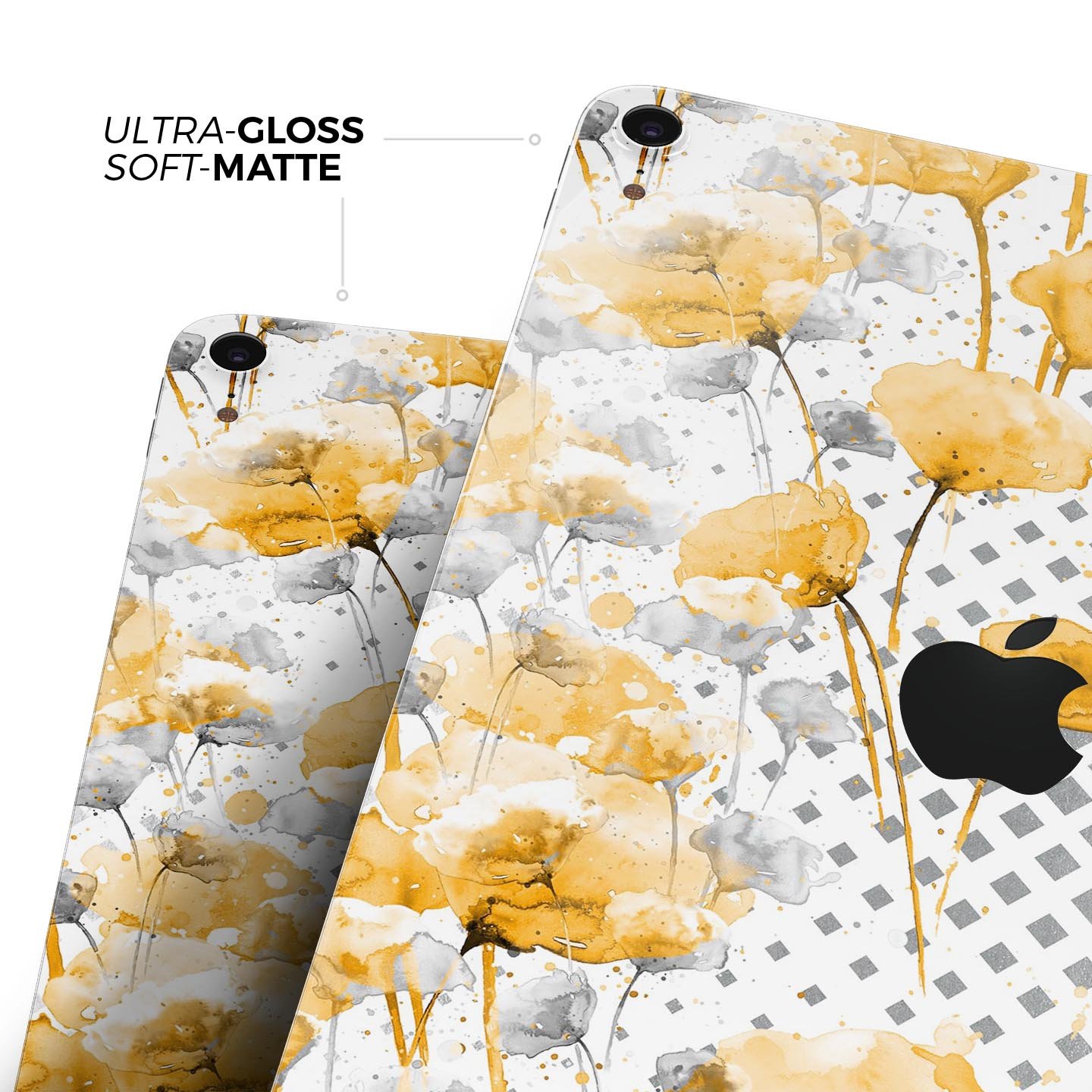 Karamfila Yellow & Gray Floral V8 skin decal for Apple devices, showcasing vibrant floral design and premium quality.