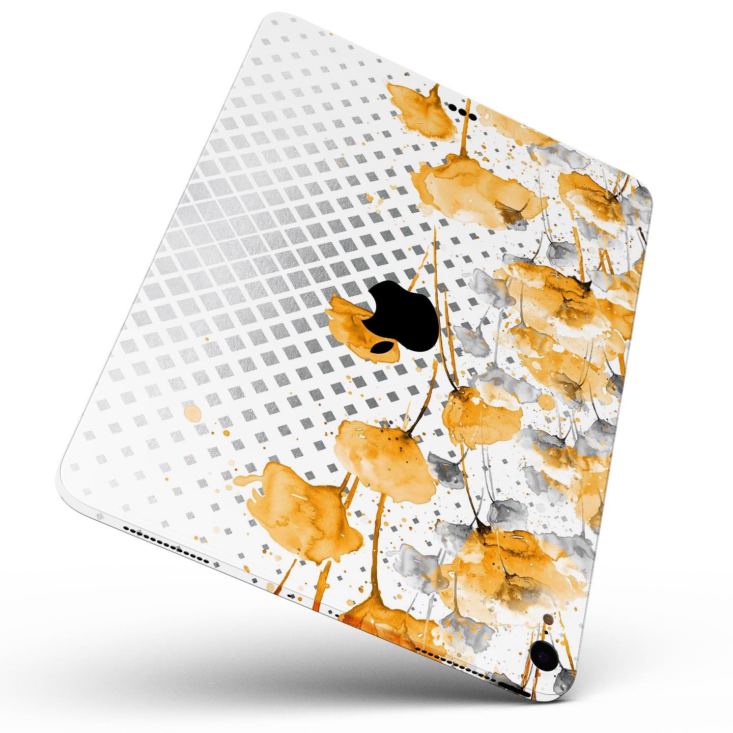 Karamfila Yellow & Gray Floral V8 skin decal for Apple devices, showcasing vibrant floral design and premium quality.