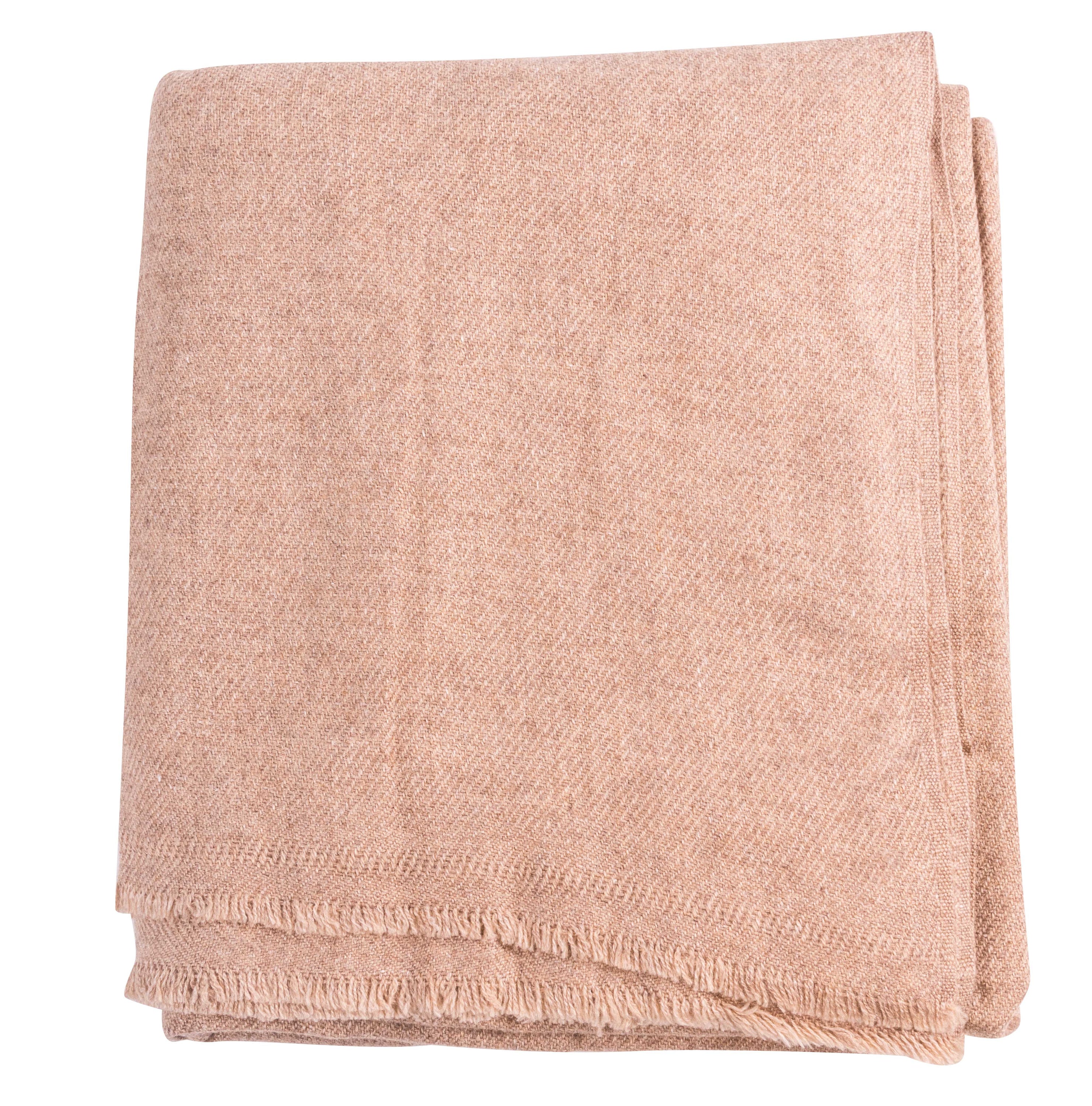 Braune Kaschmirdecke, handgewebt in Nepal, elegant und weich, ideal für Sofa oder Bett.