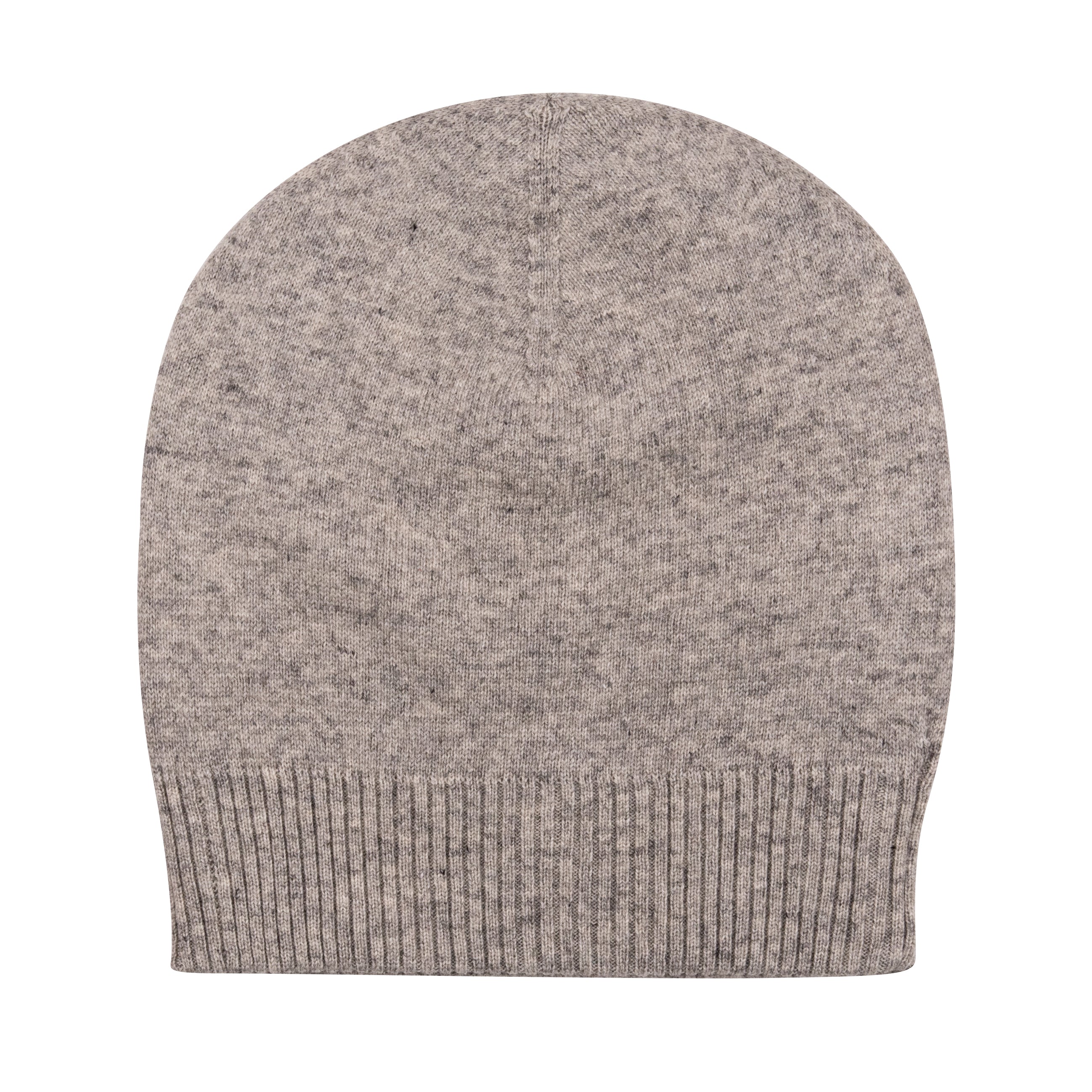 Hellgraue Kaschmirmütze Beanie mit geripptem Umschlag, handgewebt in Nepal, aus 100% Kaschmir.