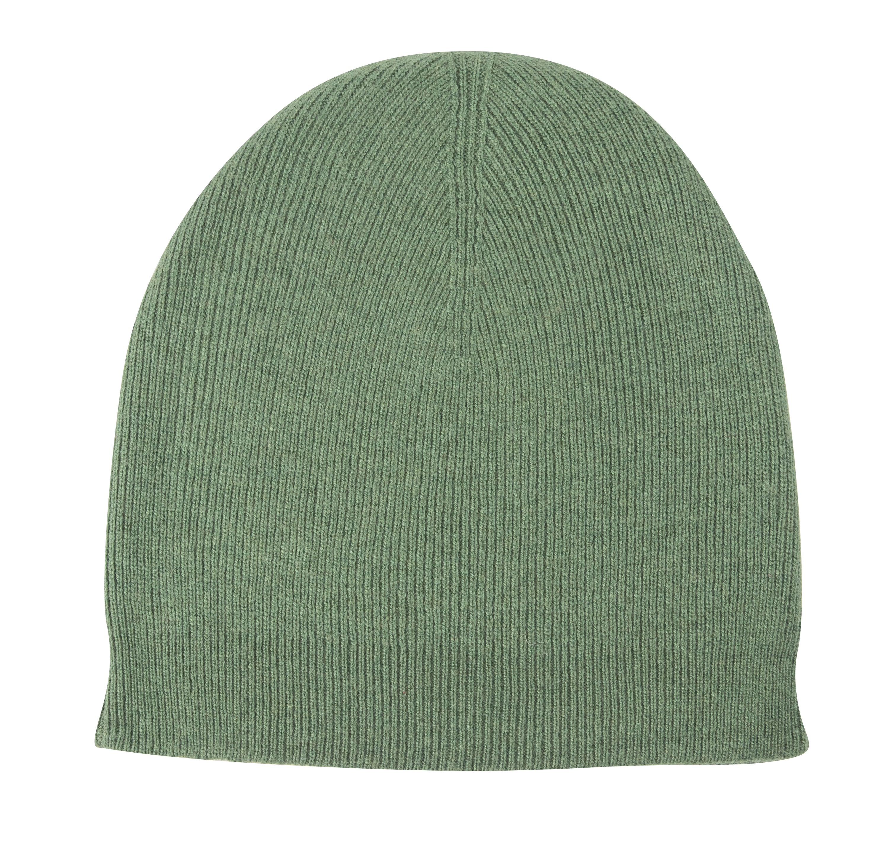Grüne Kaschmirmütze Beanie, leicht gerippt, handgewebt in Nepal, aus 100% Kaschmir, unisex Design.