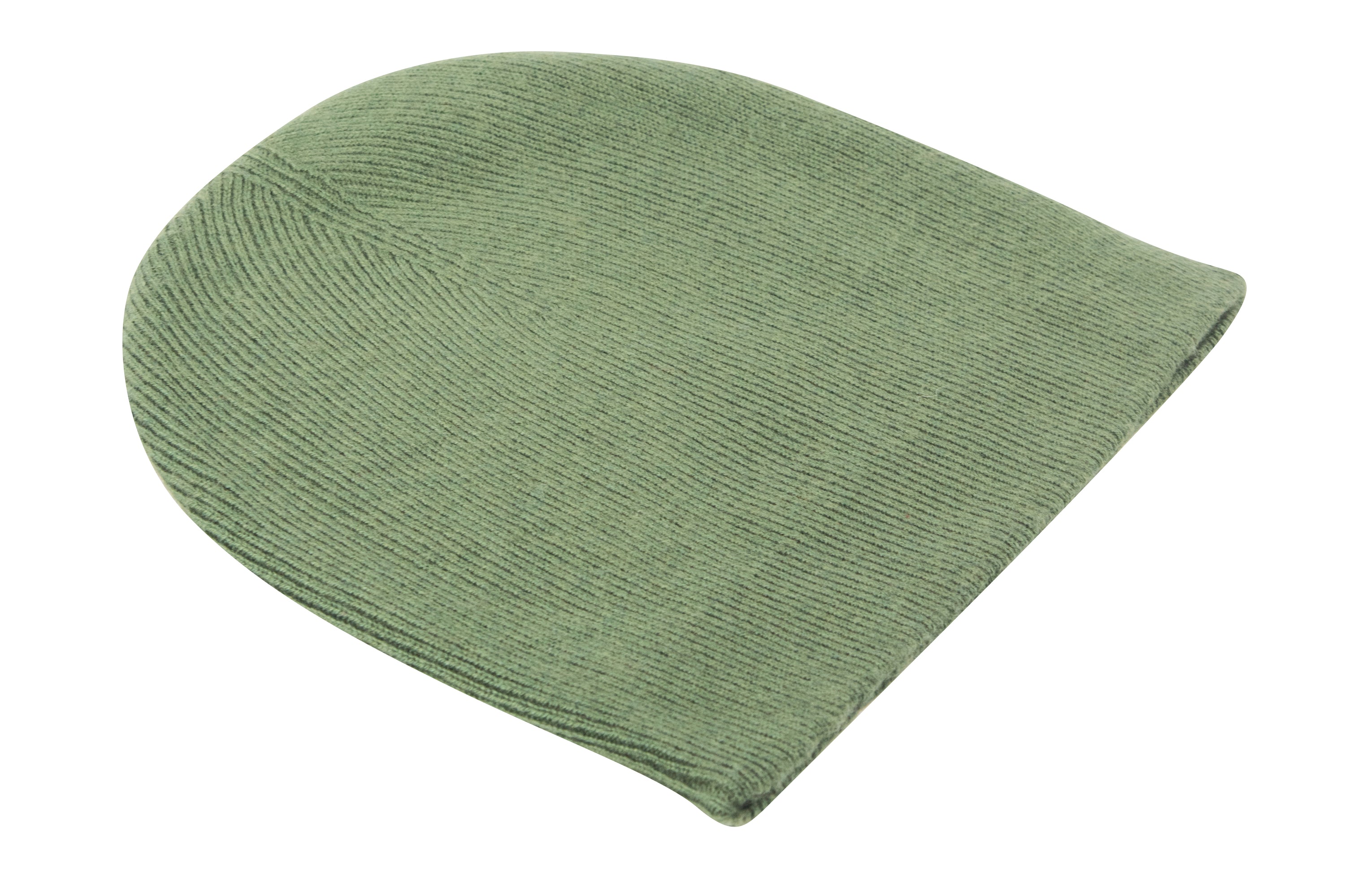 Grüne Kaschmirmütze Beanie, leicht gerippt, handgewebt in Nepal, aus 100% Kaschmir, unisex Design.