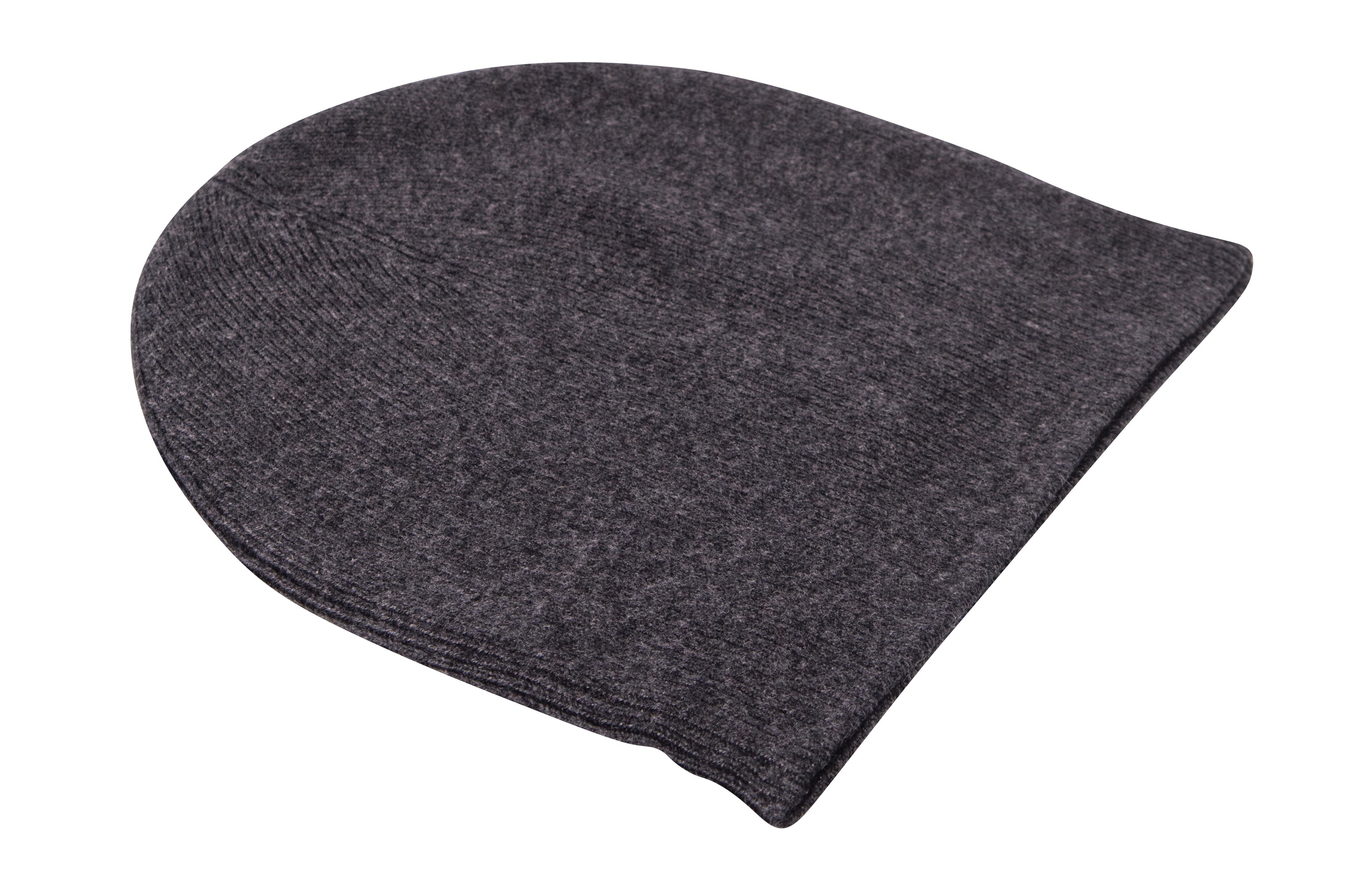 Elegante schwarzgraue Kaschmirmütze Beanie, leicht gerippt, handgewebt in Nepal, aus 100% Kaschmir, unisex Design.