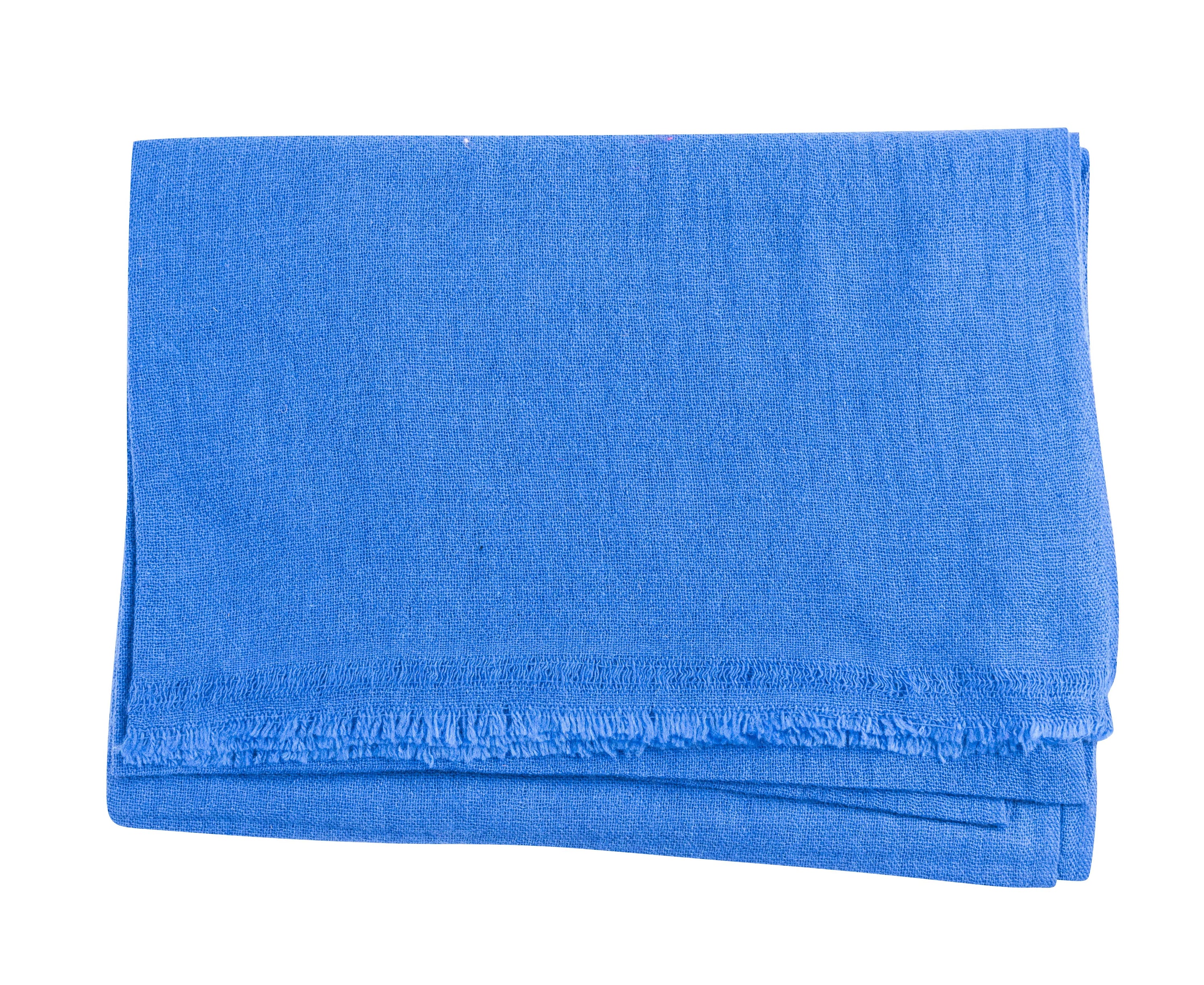 Elegantes blaues Kaschmirtuch, handgewebt aus 100% Kaschmir, mit den Maßen 190 cm x 68 cm.