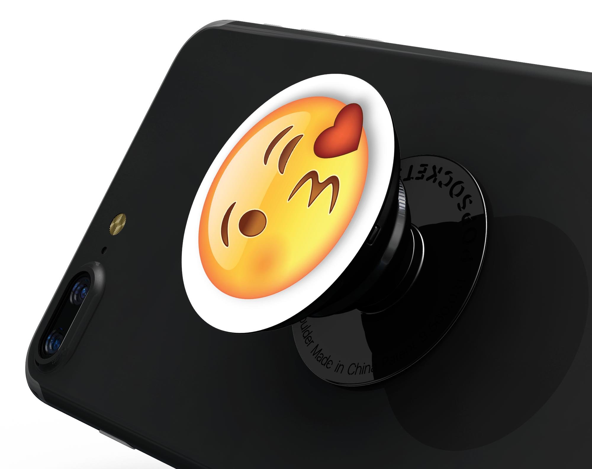 Kiss Emoticon Emoji Skin Kit for PopSockets, featuring a vibrant design on premium vinyl.