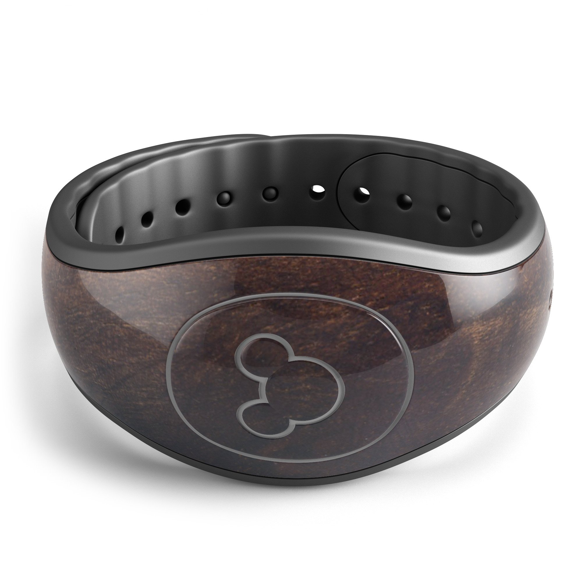 Knotted Rich Wood Plank decal skin wrap kit for Disney Magic Band, showcasing a stylish wood design.