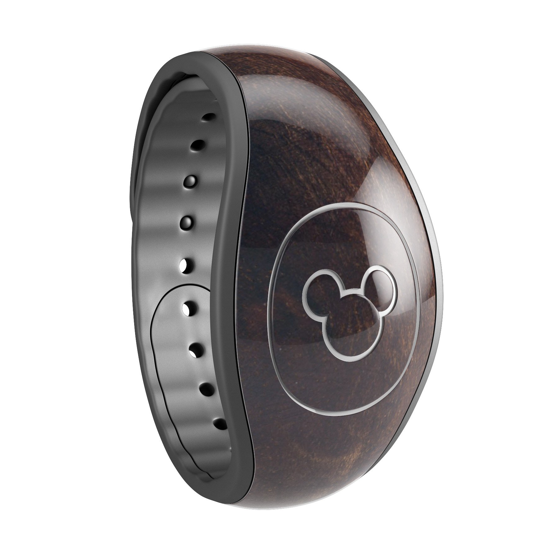 Knotted Rich Wood Plank decal skin wrap kit for Disney Magic Band, showcasing a stylish wood design.