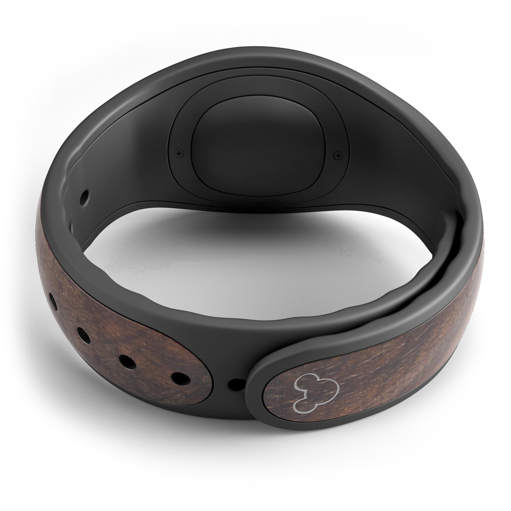 Knotted Rich Wood Plank decal skin wrap kit for Disney Magic Band, showcasing a stylish wood design.