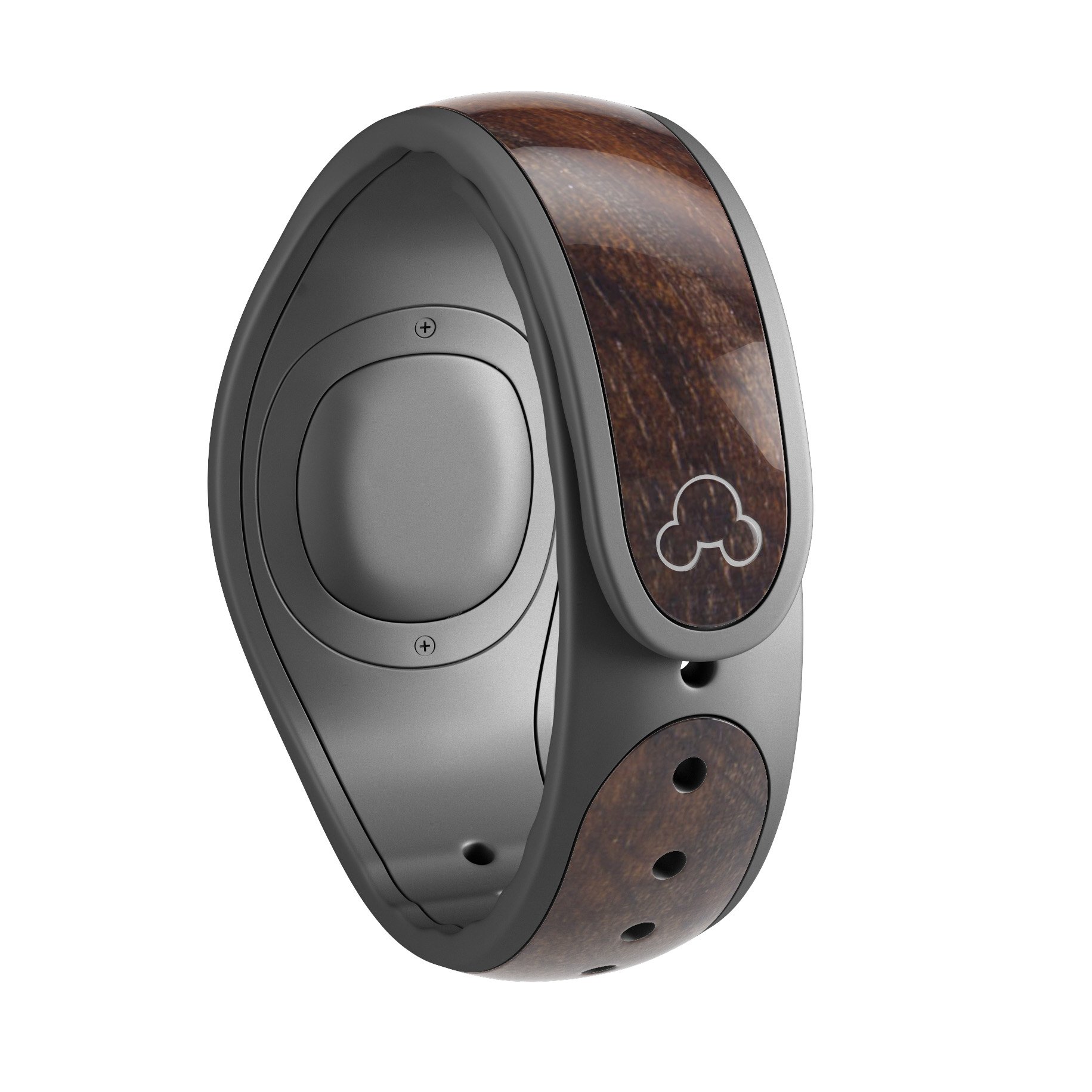 Knotted Rich Wood Plank decal skin wrap kit for Disney Magic Band, showcasing a stylish wood design.