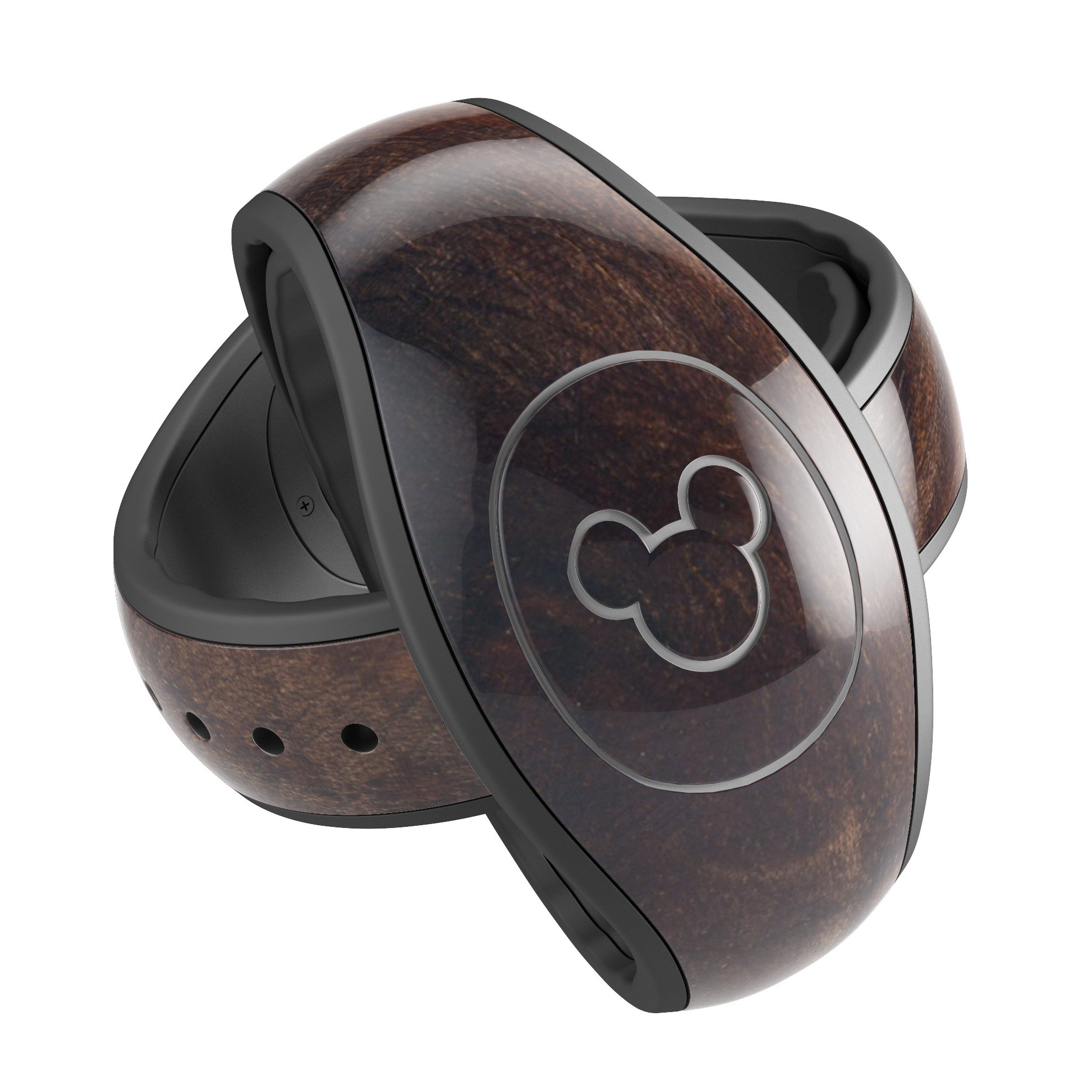 Knotted Rich Wood Plank decal skin wrap kit for Disney Magic Band, showcasing a stylish wood design.