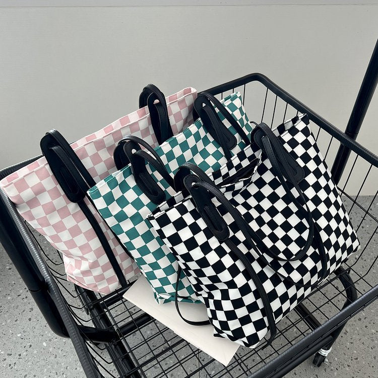 Large Capacity Simple New Bag in green, black, and pink colors with embroidery design, perfect for girls.