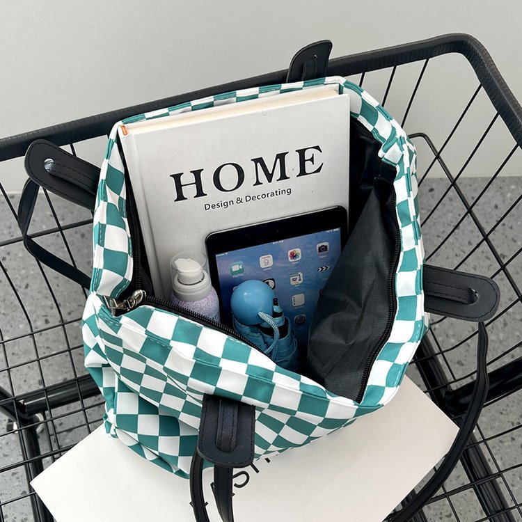 Large Capacity Simple New Bag in green, black, and pink colors with embroidery design, perfect for girls.