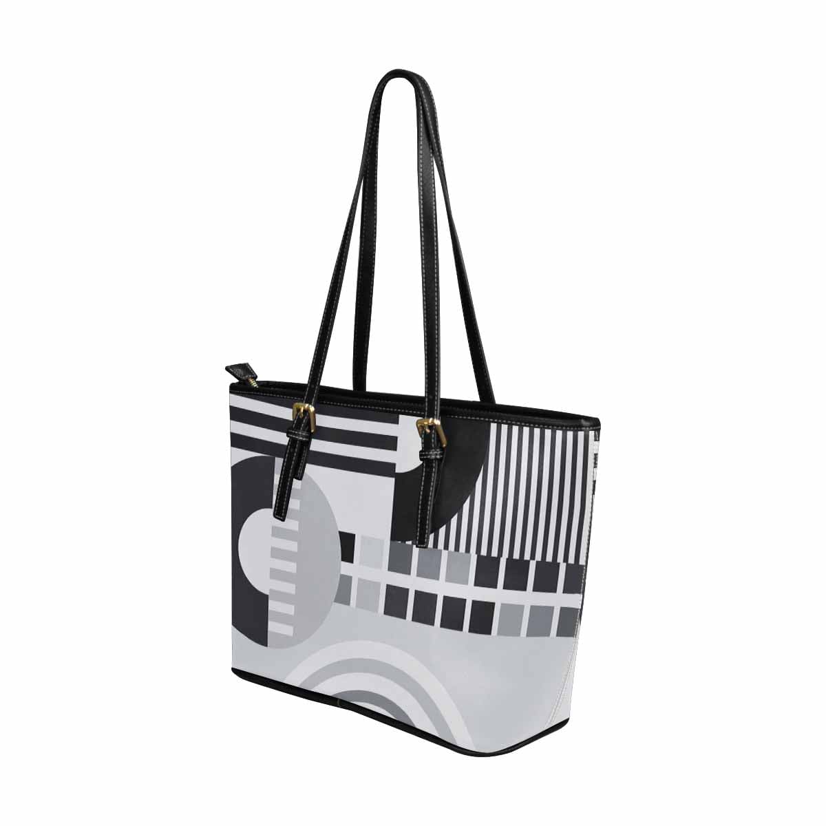 Large Leather Tote Shoulder Bag in multicolor, showcasing its spacious design and adjustable shoulder straps.