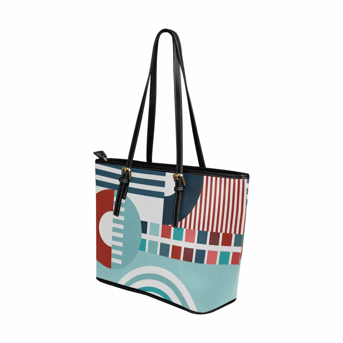 Large Leather Tote Shoulder Bag in multicolor, showcasing its spacious design and durable PU leather material.