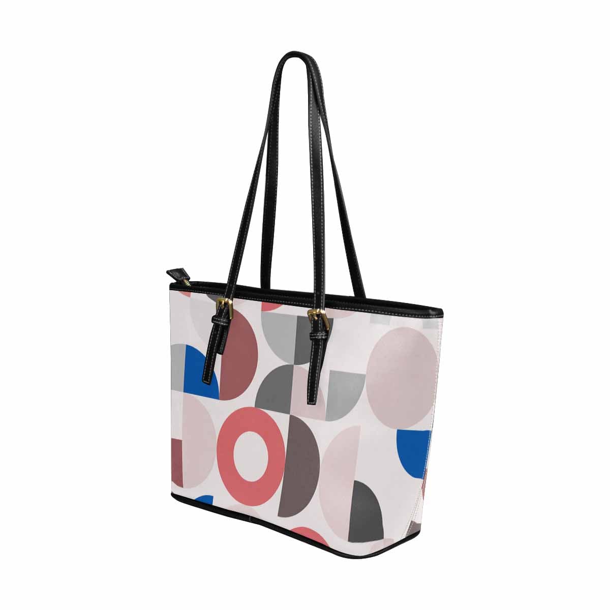 Large Leather Tote Shoulder Bag in multicolor, showcasing its spacious design and adjustable straps.