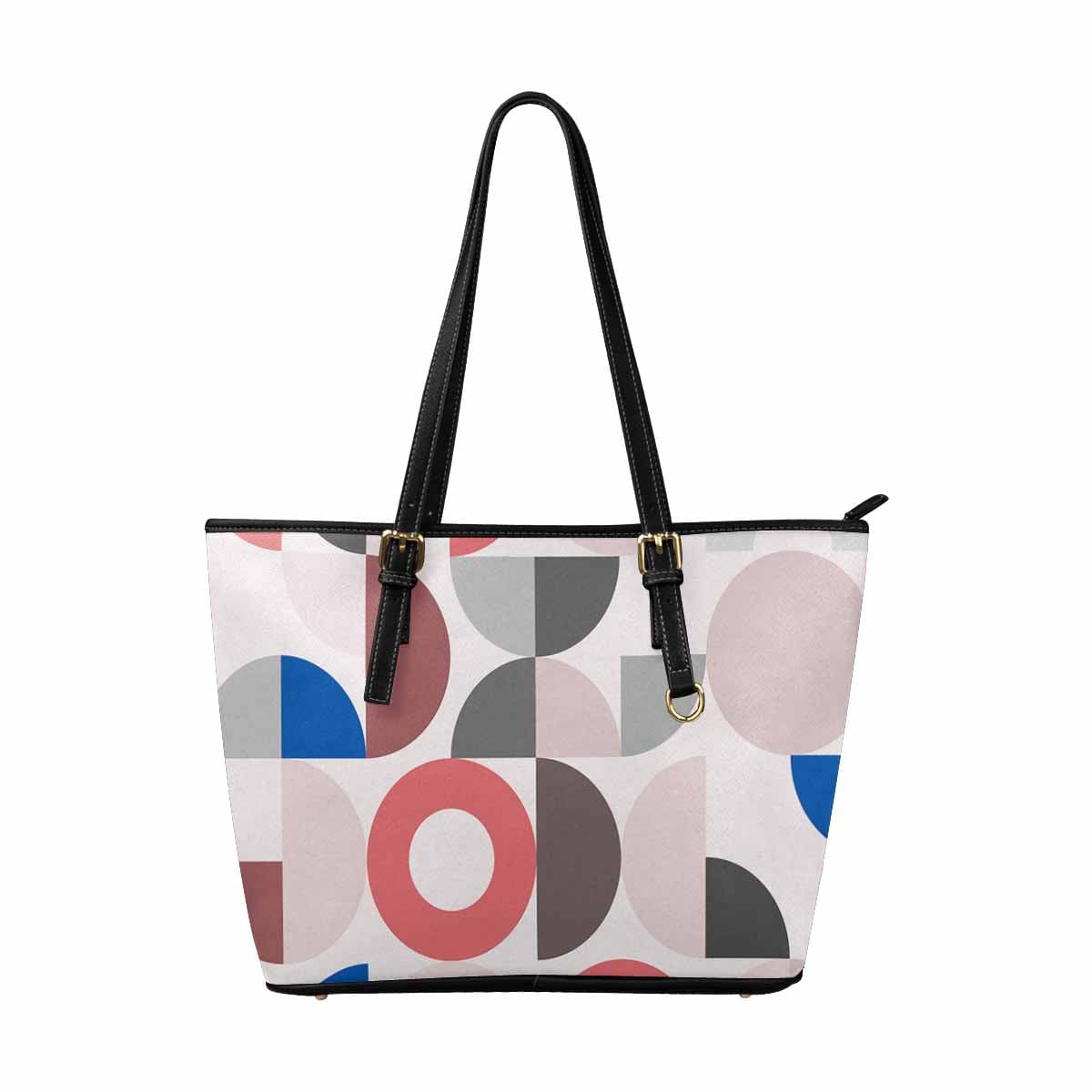 Large Leather Tote Shoulder Bag in multicolor, showcasing its spacious design and adjustable straps.