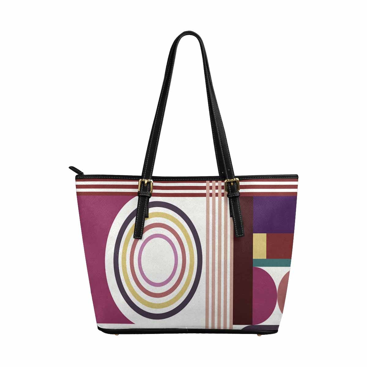 Large Leather Tote Shoulder Bag in multicolor, showcasing its spacious design and durable PU leather material.