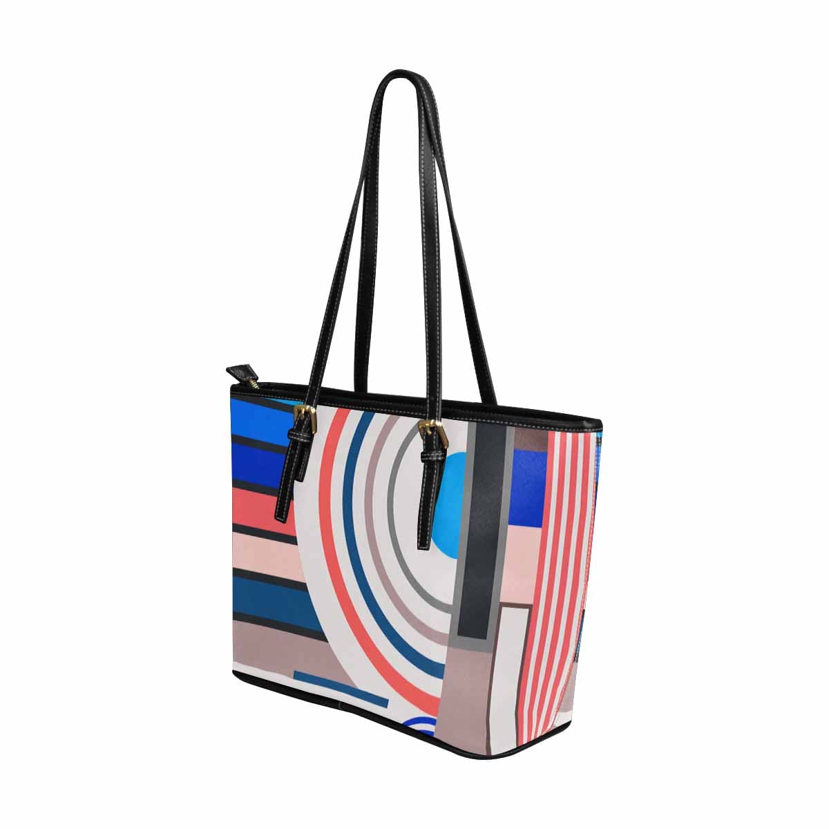 Large Leather Tote Shoulder Bag in multicolor, showcasing its spacious design and stylish appearance.