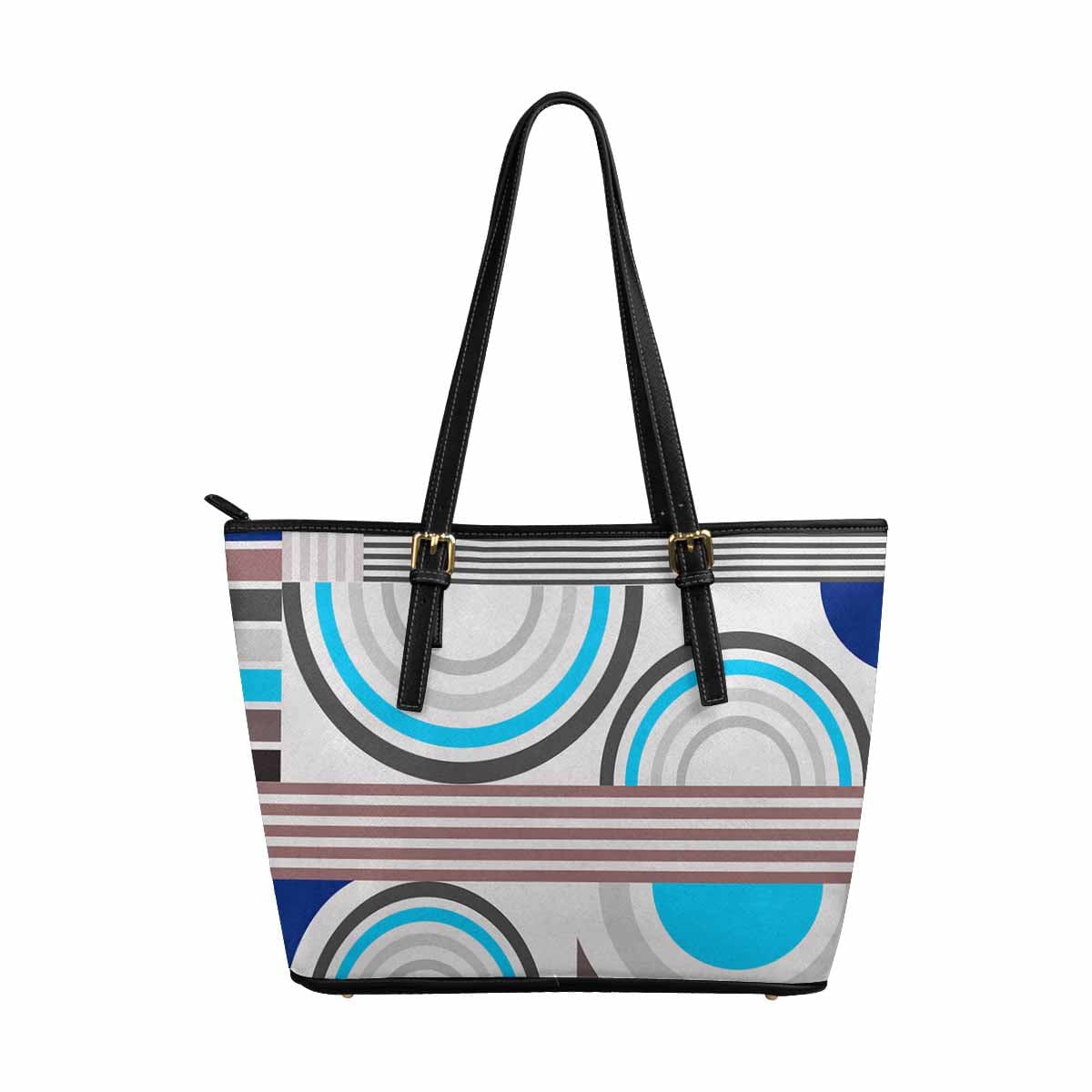 Large Leather Tote Shoulder Bag in multicolor, showcasing its spacious design and adjustable shoulder straps.