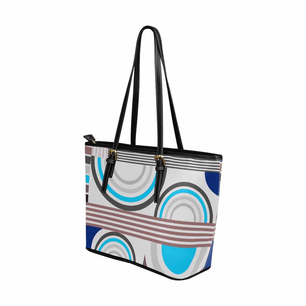 Large Leather Tote Shoulder Bag in multicolor, showcasing its spacious design and adjustable shoulder straps.
