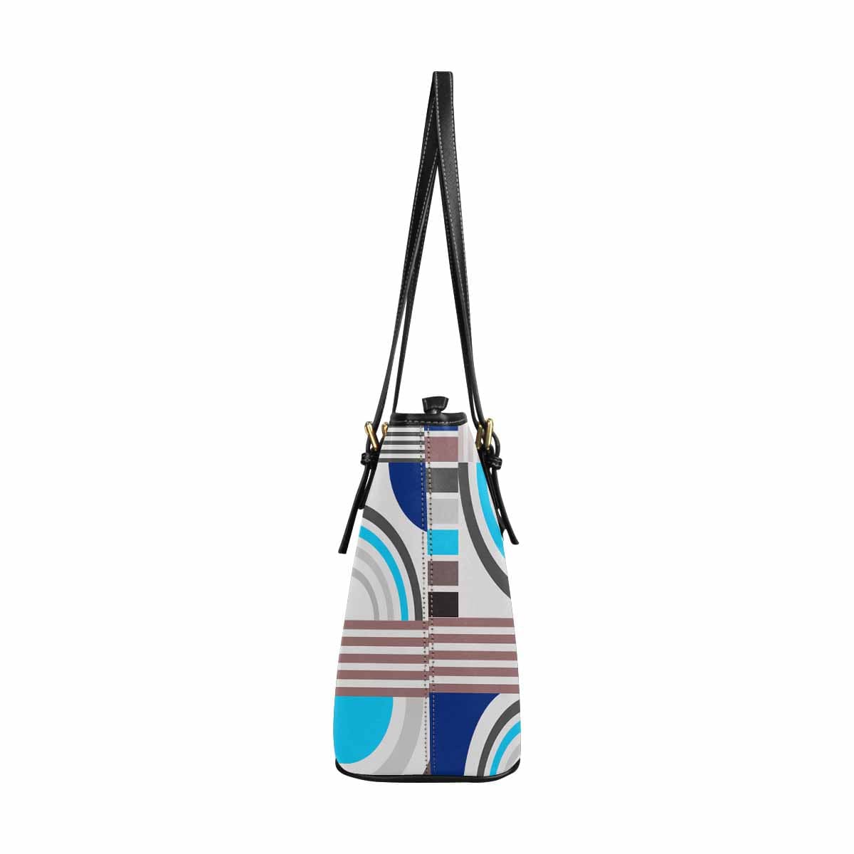 Large Leather Tote Shoulder Bag in multicolor, showcasing its spacious design and adjustable shoulder straps.