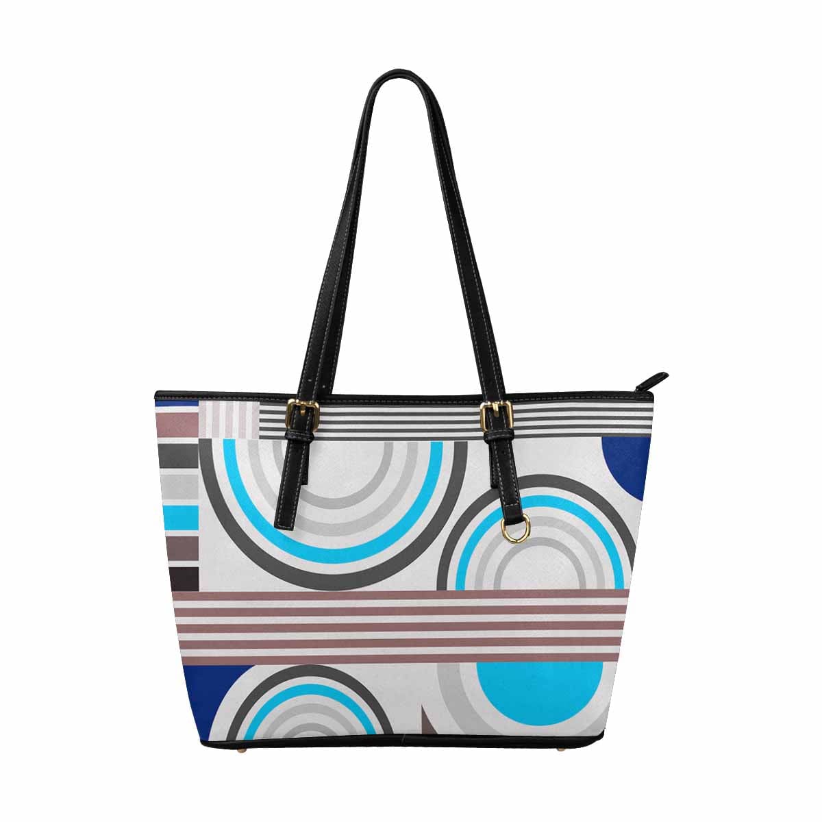 Large Leather Tote Shoulder Bag in multicolor, showcasing its spacious design and adjustable shoulder straps.