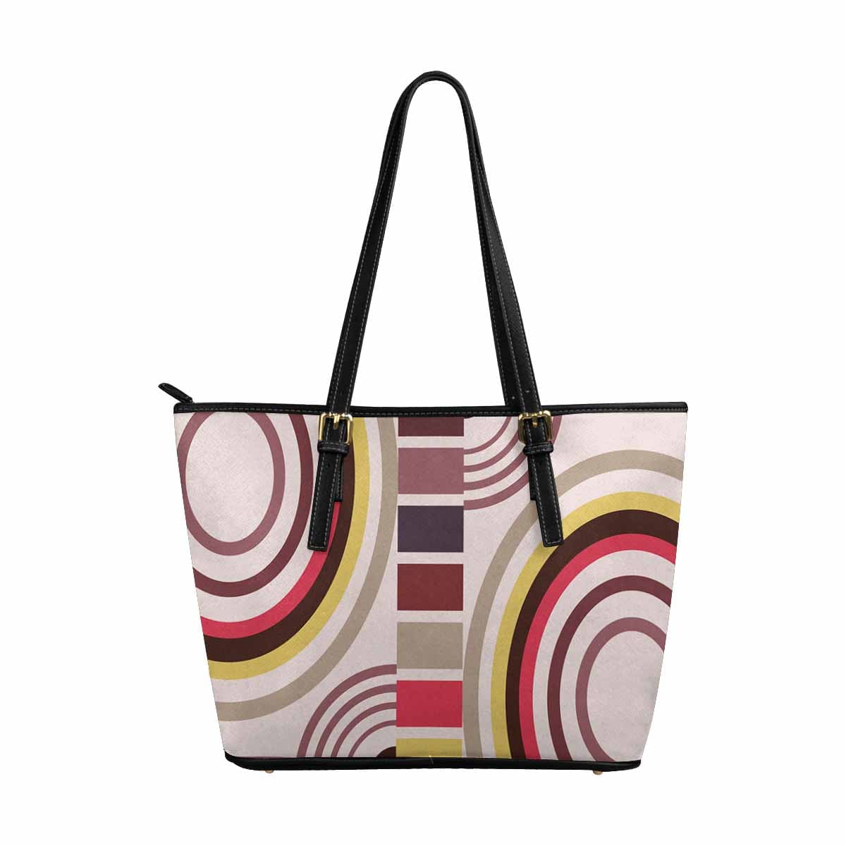 Large Leather Tote Shoulder Bag in multicolor, showcasing its spacious design and adjustable straps.