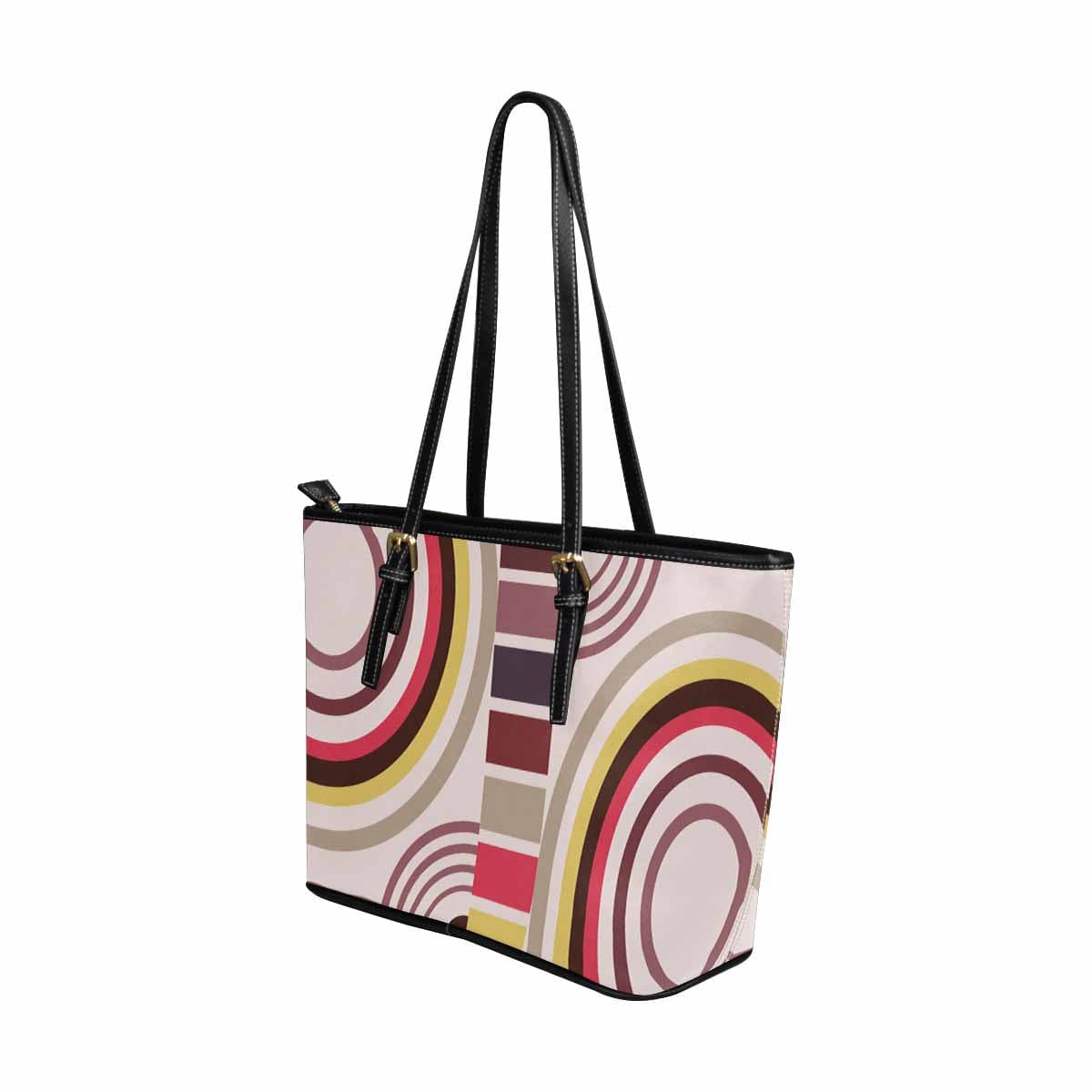 Large Leather Tote Shoulder Bag in multicolor, showcasing its spacious design and adjustable straps.