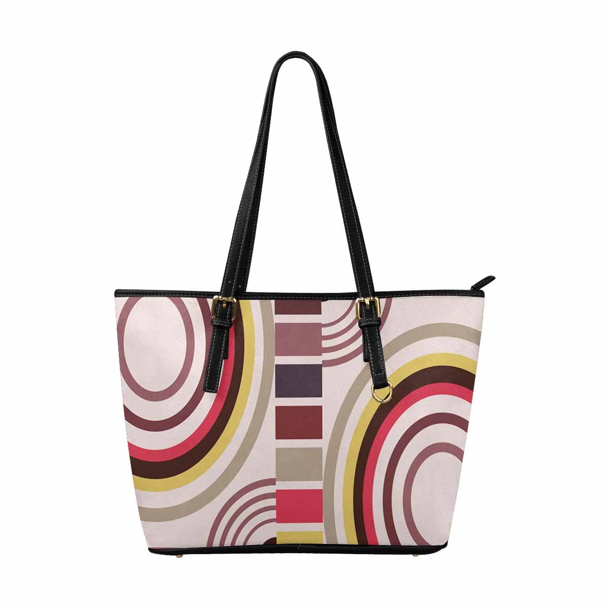 Large Leather Tote Shoulder Bag in multicolor, showcasing its spacious design and adjustable straps.