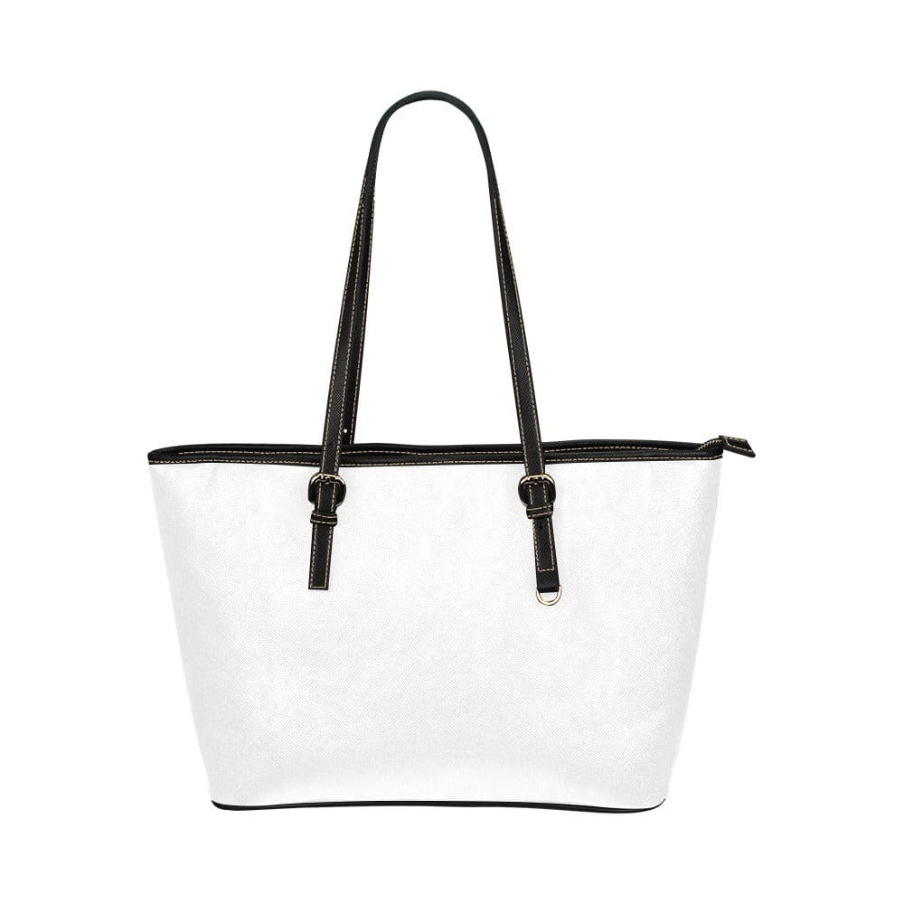 Large Leather Tote Shoulder Bag in Solid White, showcasing its spacious design and adjustable straps.