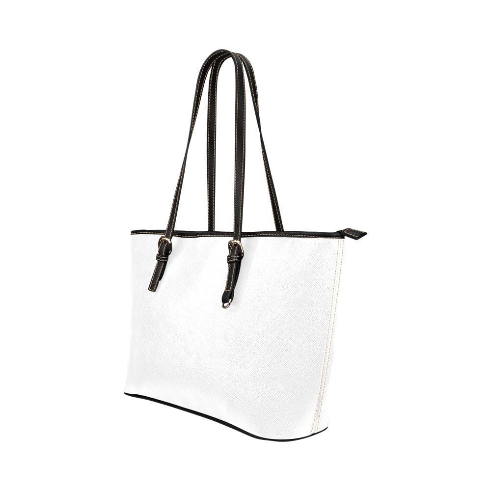 Large Leather Tote Shoulder Bag in Solid White, showcasing its spacious design and adjustable straps.