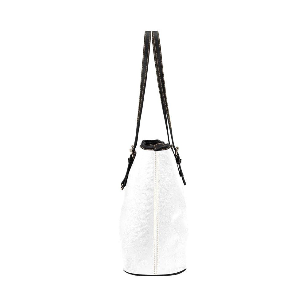 Large Leather Tote Shoulder Bag in Solid White, showcasing its spacious design and adjustable straps.