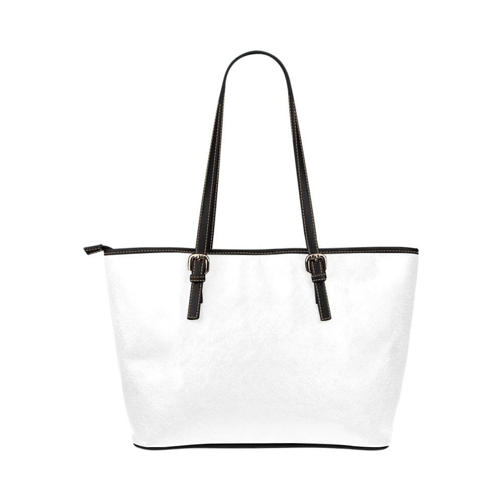 Large Leather Tote Shoulder Bag in Solid White, showcasing its spacious design and adjustable straps.