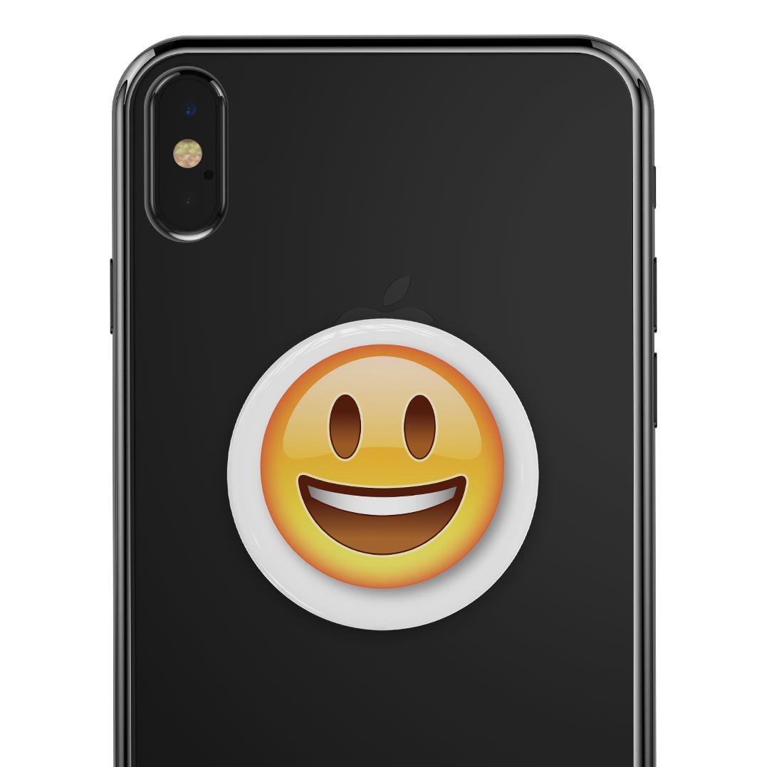 Laugh Emoticon Emoji Skin Kit for PopSockets, featuring a vibrant emoticon design on premium vinyl.