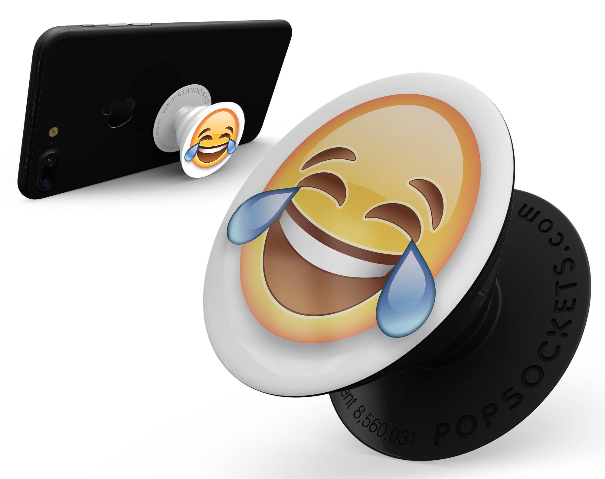 Laugh Tears Emoticon Emoji Skin Kit for PopSockets, featuring a vibrant design on premium vinyl for durability and style.
