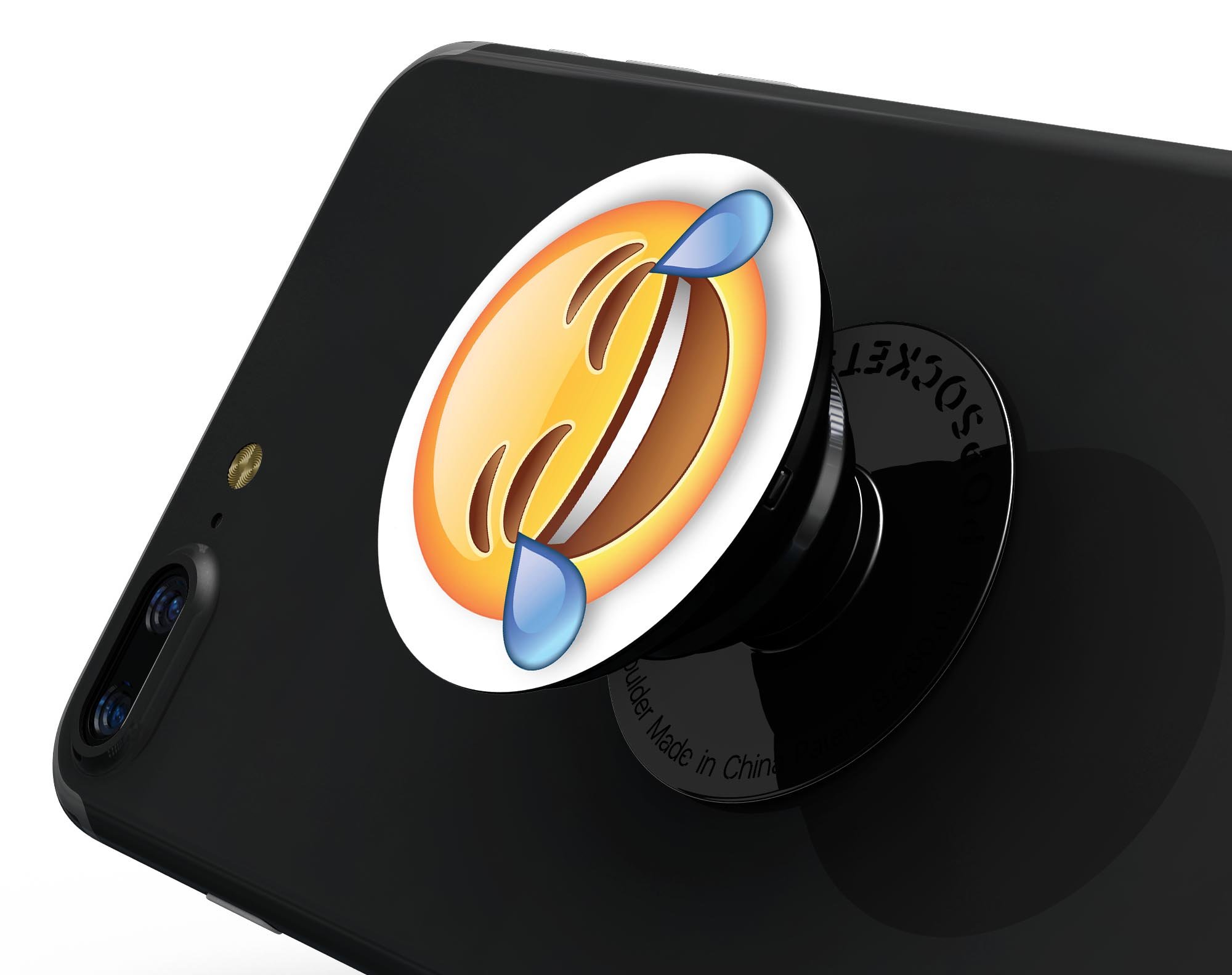 Laugh Tears Emoticon Emoji Skin Kit for PopSockets, featuring a vibrant design on premium vinyl for durability and style.