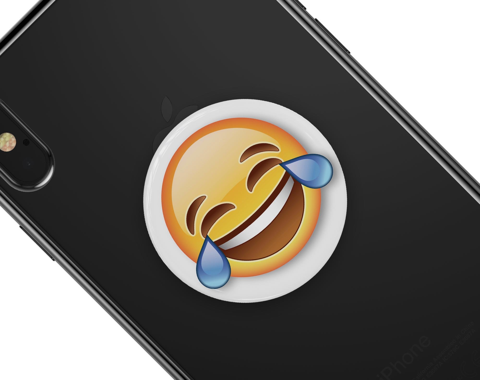 Laugh Tears Emoticon Emoji Skin Kit for PopSockets, featuring a vibrant design on premium vinyl for durability and style.
