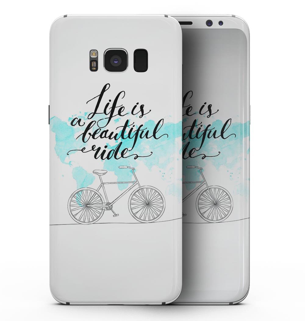 Life is a Beautiful Ride v2 skin kit for Samsung Galaxy S8, showcasing vibrant design and premium vinyl material.