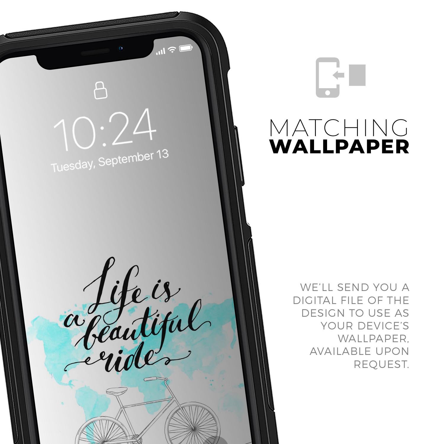 Life is a Beautiful Ride v2 Skin Kit for iPhone OtterBox Cases featuring vibrant graphics and a sleek design.