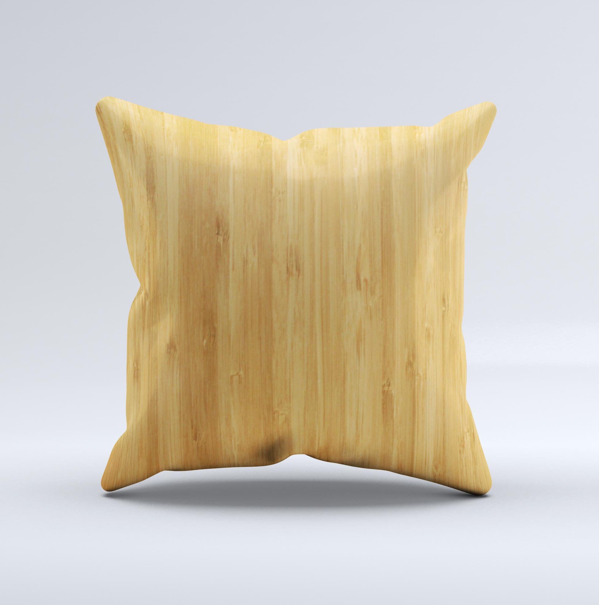 Light Bamboo Wood Ink-Fuzed Decorative Throw Pillow showcasing unique hand-produced graphic design and high-quality fabric.