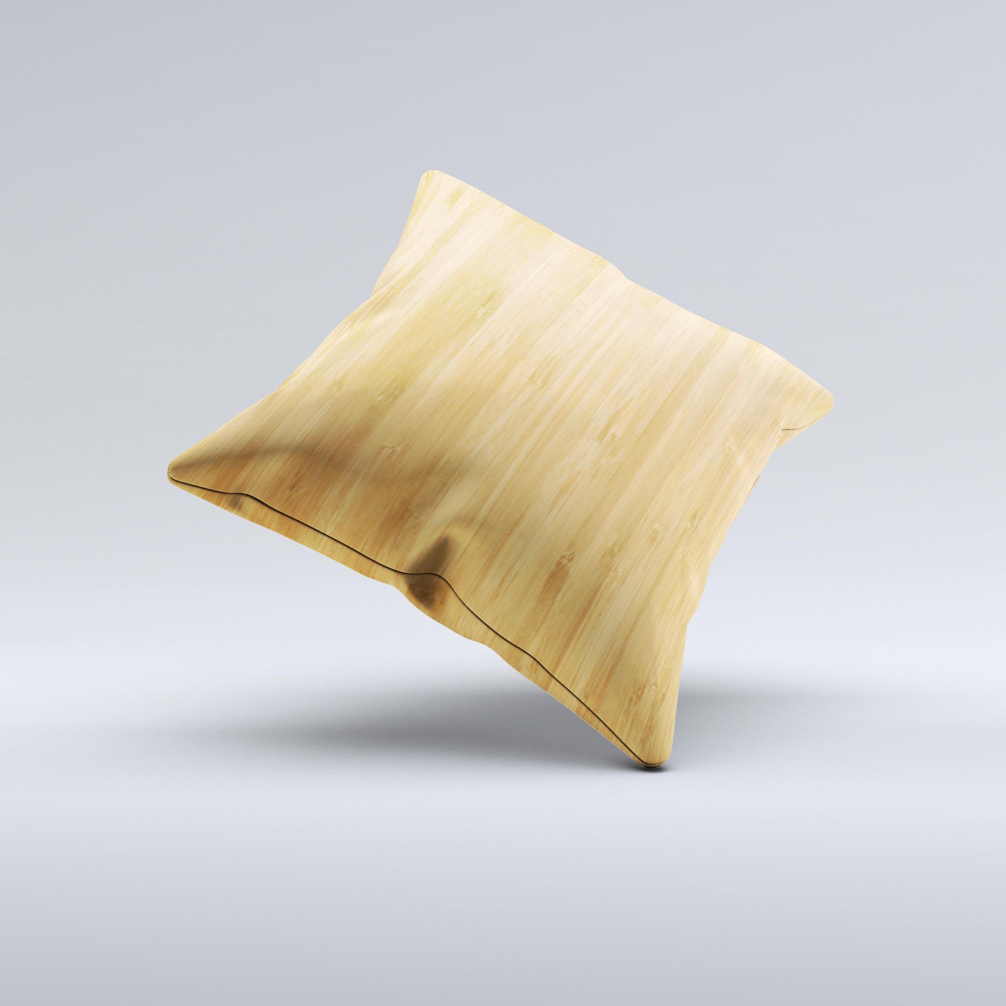 Light Bamboo Wood Ink-Fuzed Decorative Throw Pillow showcasing unique hand-produced graphic design and high-quality fabric.