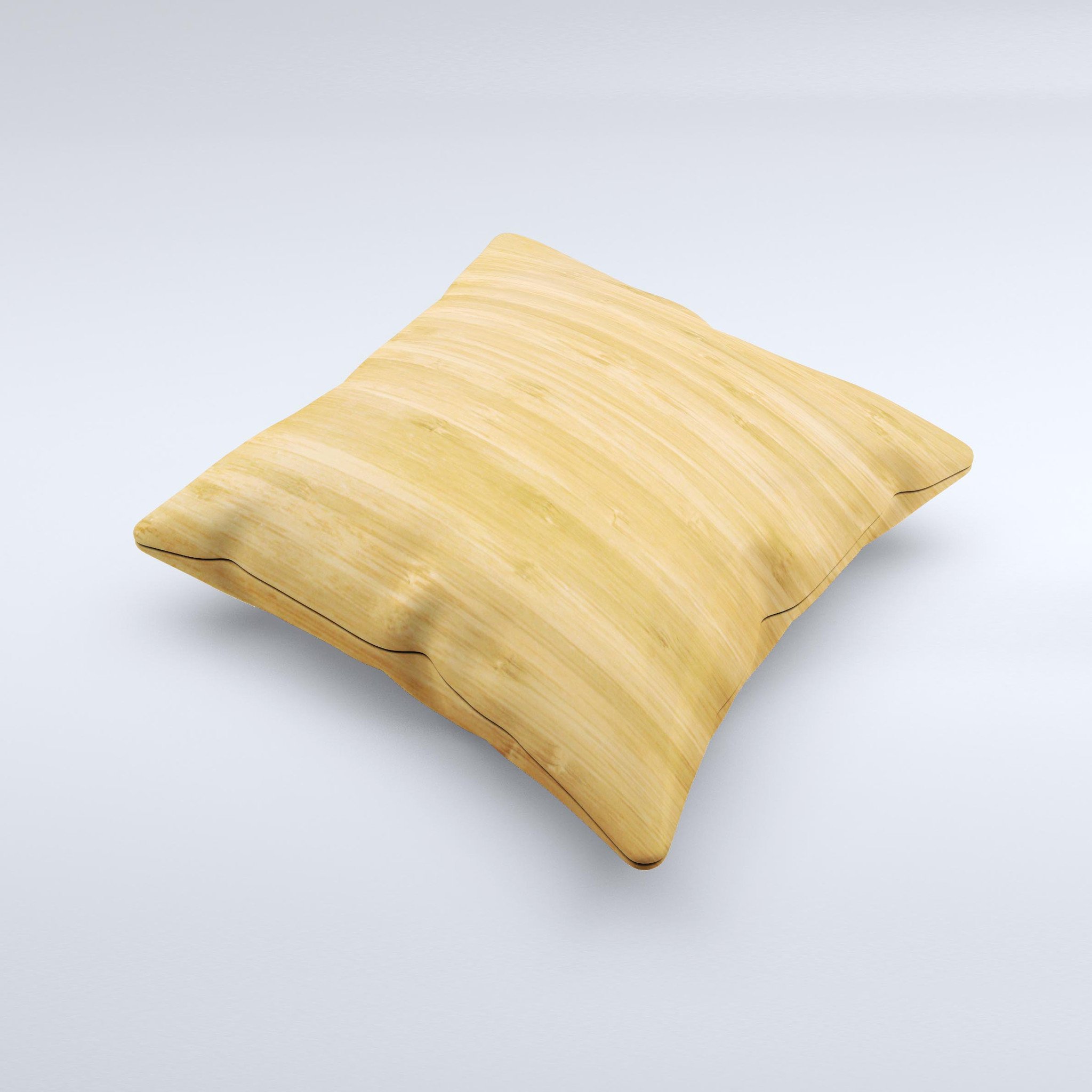 Light Bamboo Wood Ink-Fuzed Decorative Throw Pillow showcasing unique hand-produced graphic design and high-quality fabric.