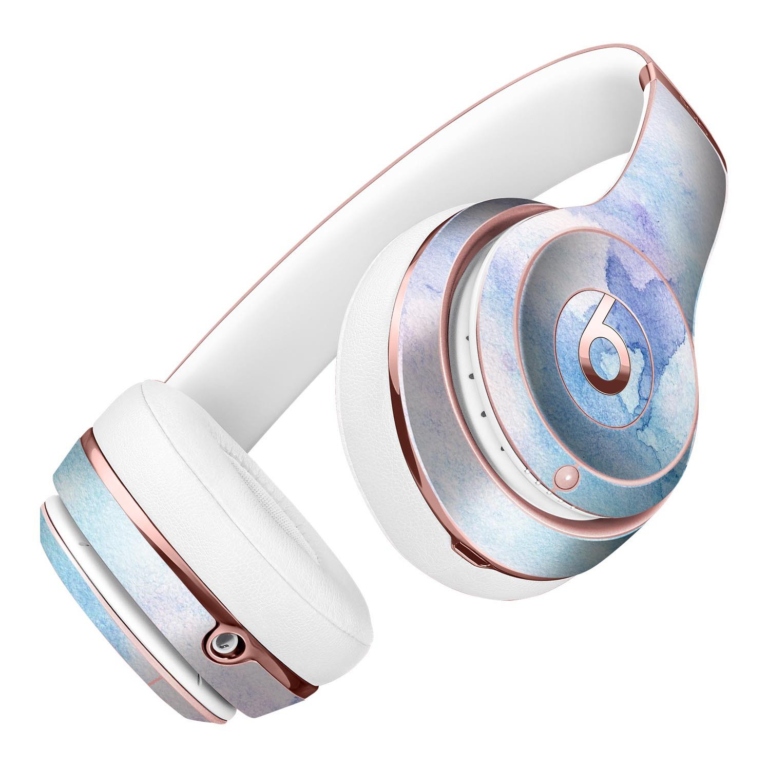 Light Blue 3 Absorbed Watercolor Texture Skin Kit for Beats by Dre Solo 3 Wireless Headphones, showcasing vibrant colors and premium vinyl material.