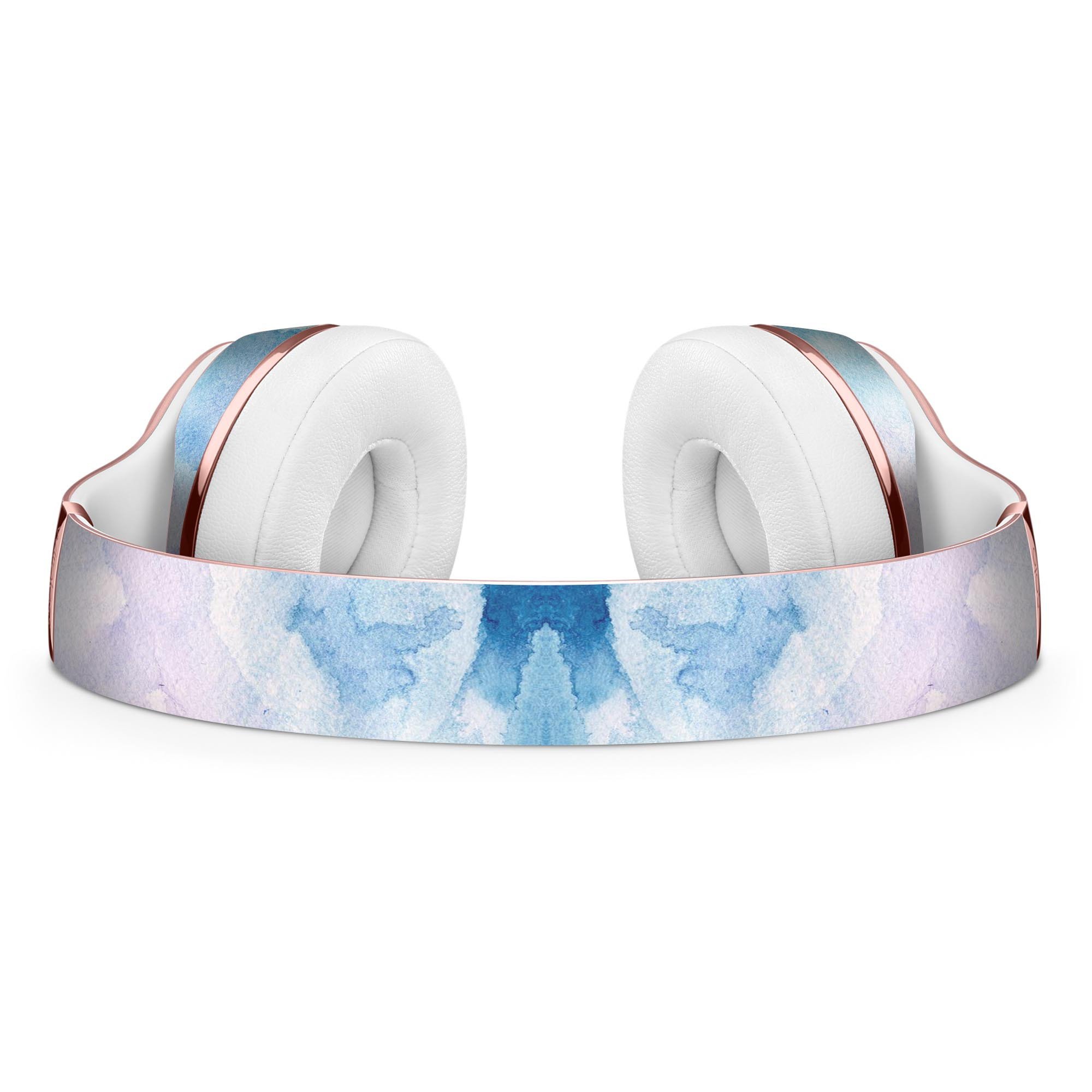 Light Blue 3 Absorbed Watercolor Texture Skin Kit for Beats by Dre Solo 3 Wireless Headphones, showcasing vibrant colors and premium vinyl material.