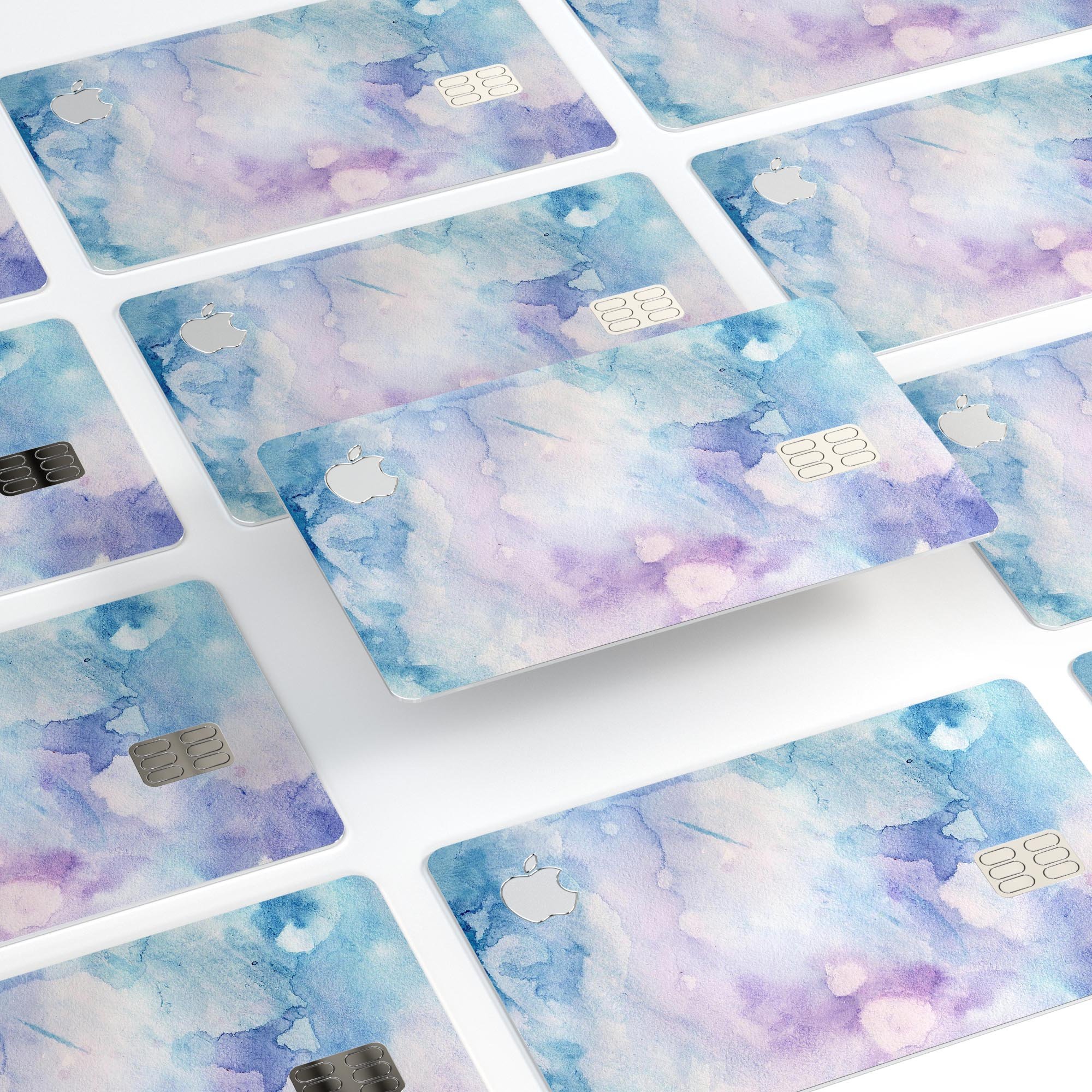 Light Blue 3 Absorbed Watercolor Texture decal for Apple Card, showcasing a vibrant watercolor design with a premium finish.