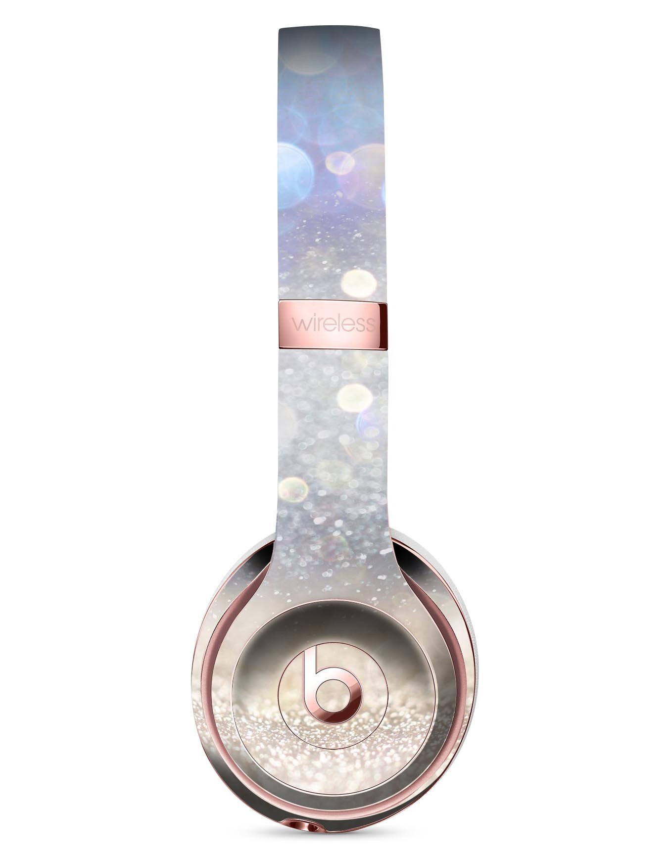 Light Blue and Tan Unfocused Orbs of Light Skin Kit for Beats by Dre Solo 3 Wireless Headphones, showcasing vibrant colors and design.