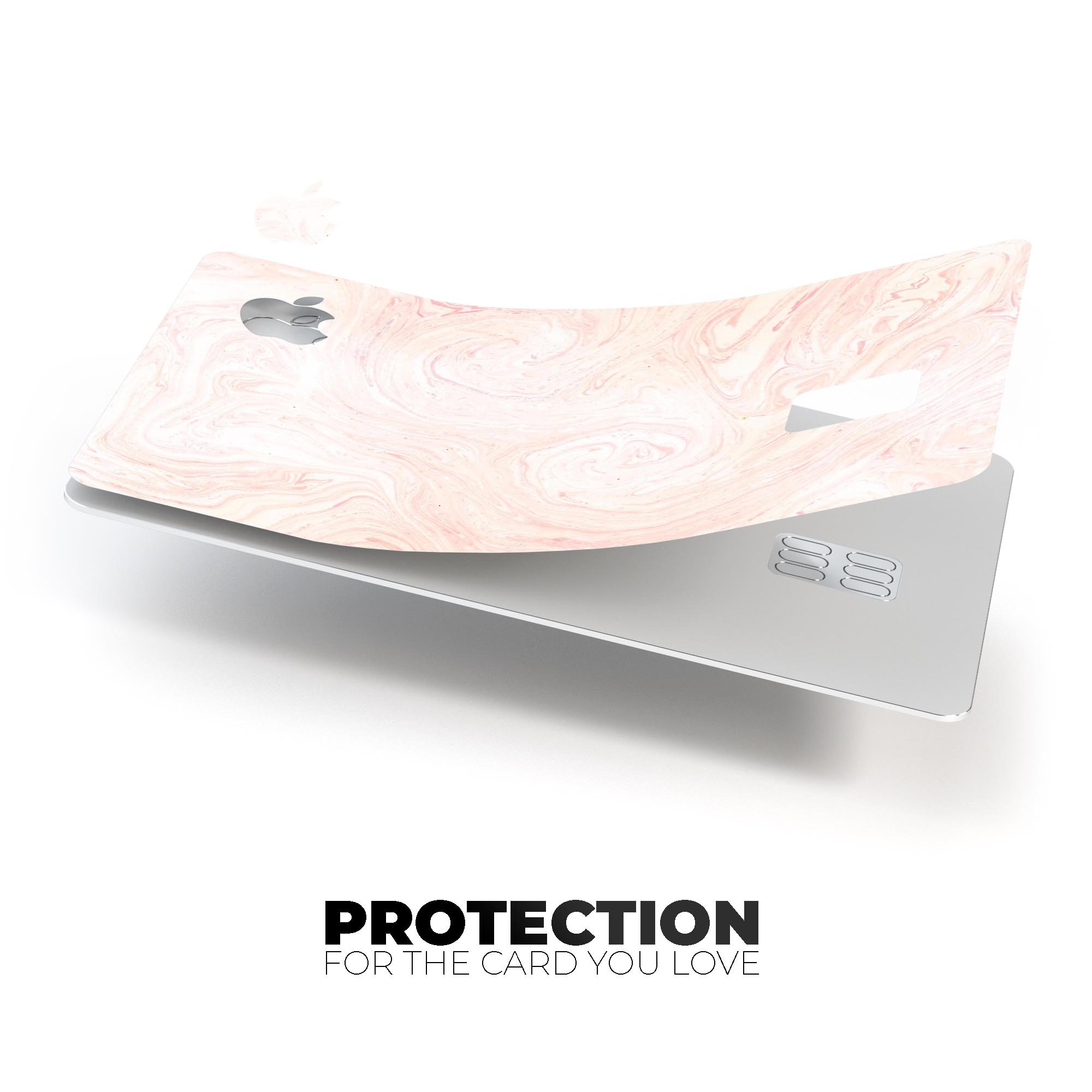 Light Coral Textured Marble decal skin for Apple Card, showcasing a premium protective design with a marble texture.