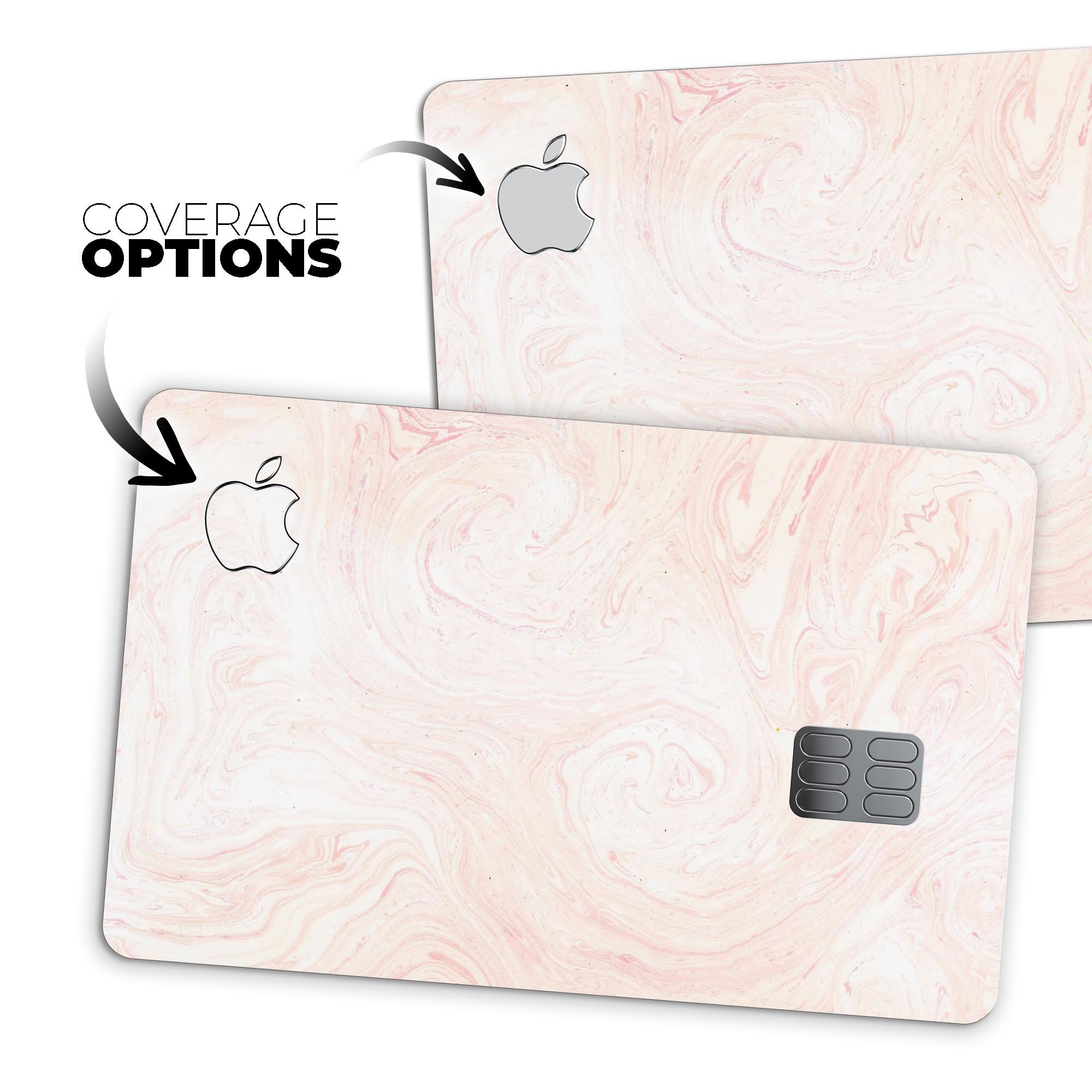 Light Coral Textured Marble decal skin for Apple Card, showcasing a premium protective design with a marble texture.