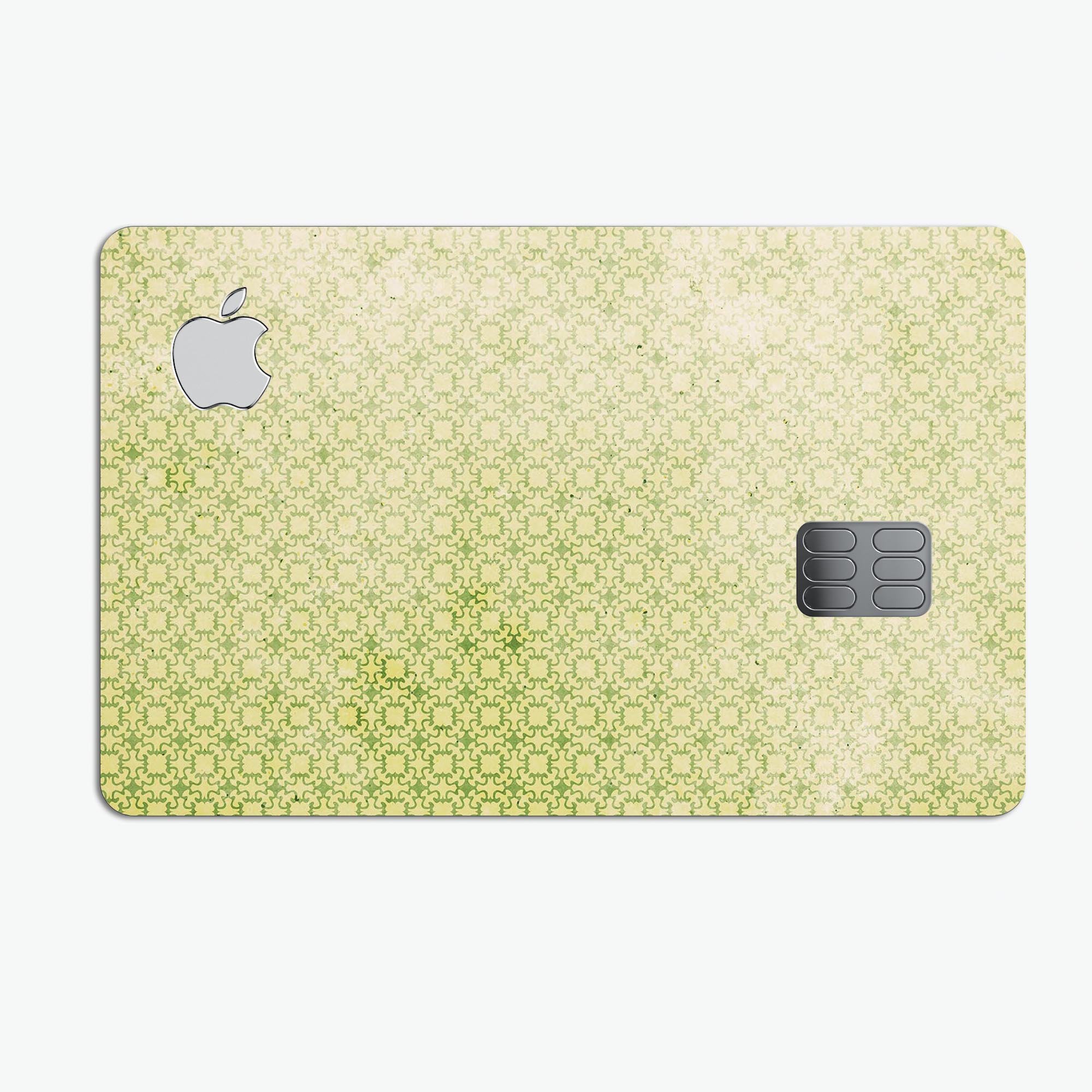 Light Green Grunge Micro Square Pattern decal for Apple Card, showcasing a stylish design and premium vinyl material.